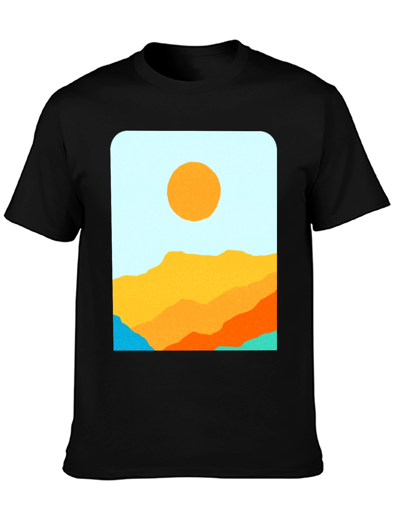 Retro Landscape Graphic Tee - Black Cotton Blend