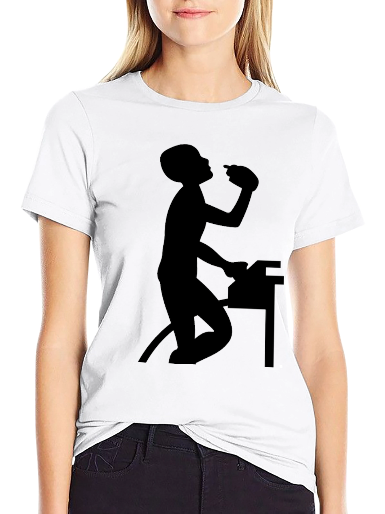 Funny Drinking Monkey Black T-Shirt