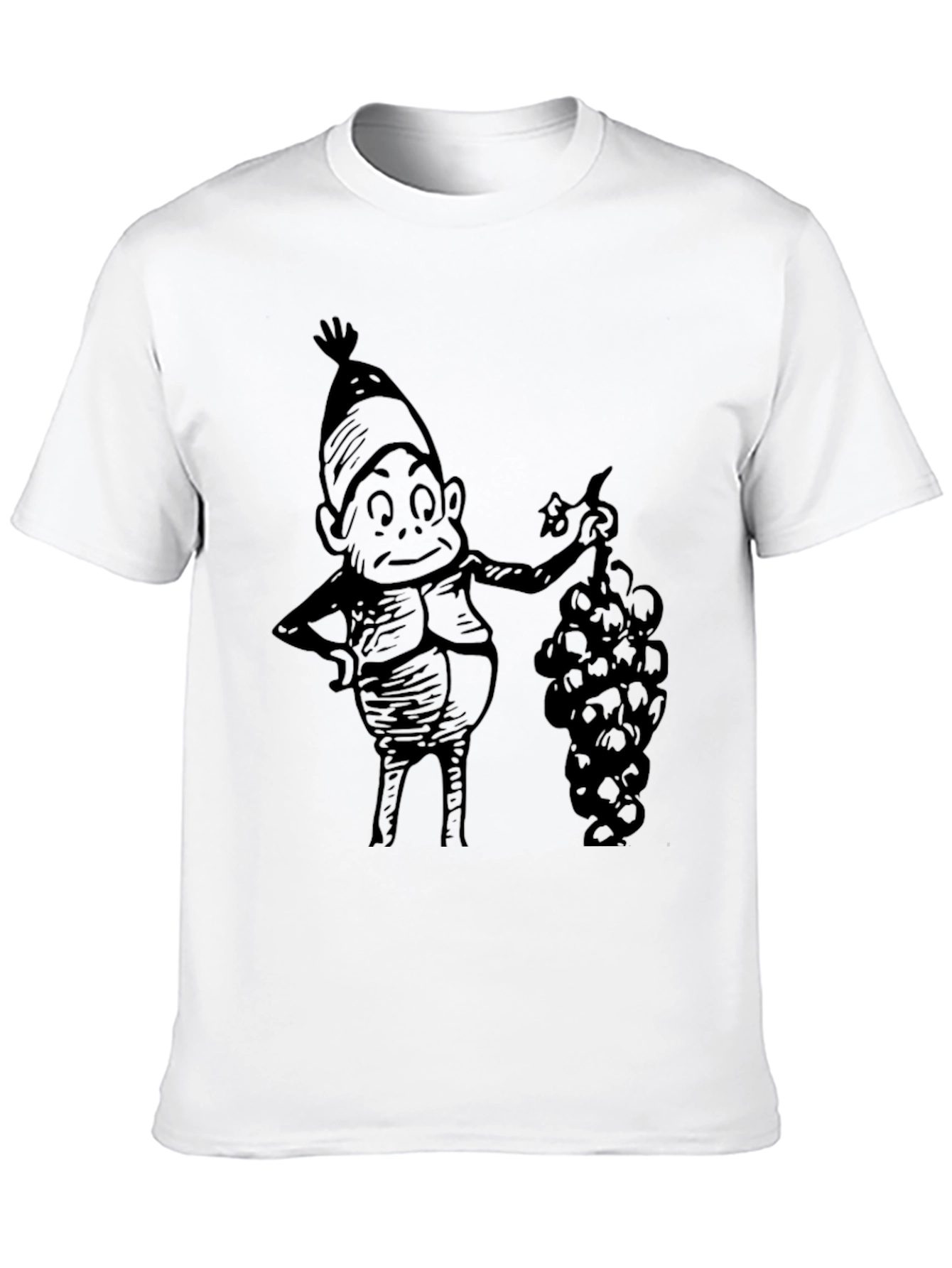 Cartoon Gnome with Grapes Graphic Tee