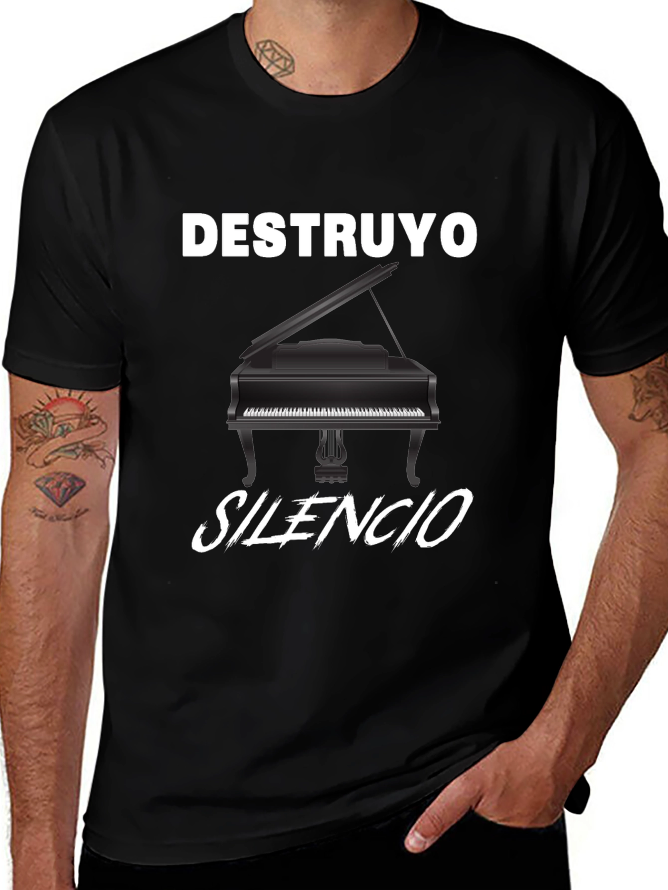 Destruyo Silencio Piano Graphic T-Shirt