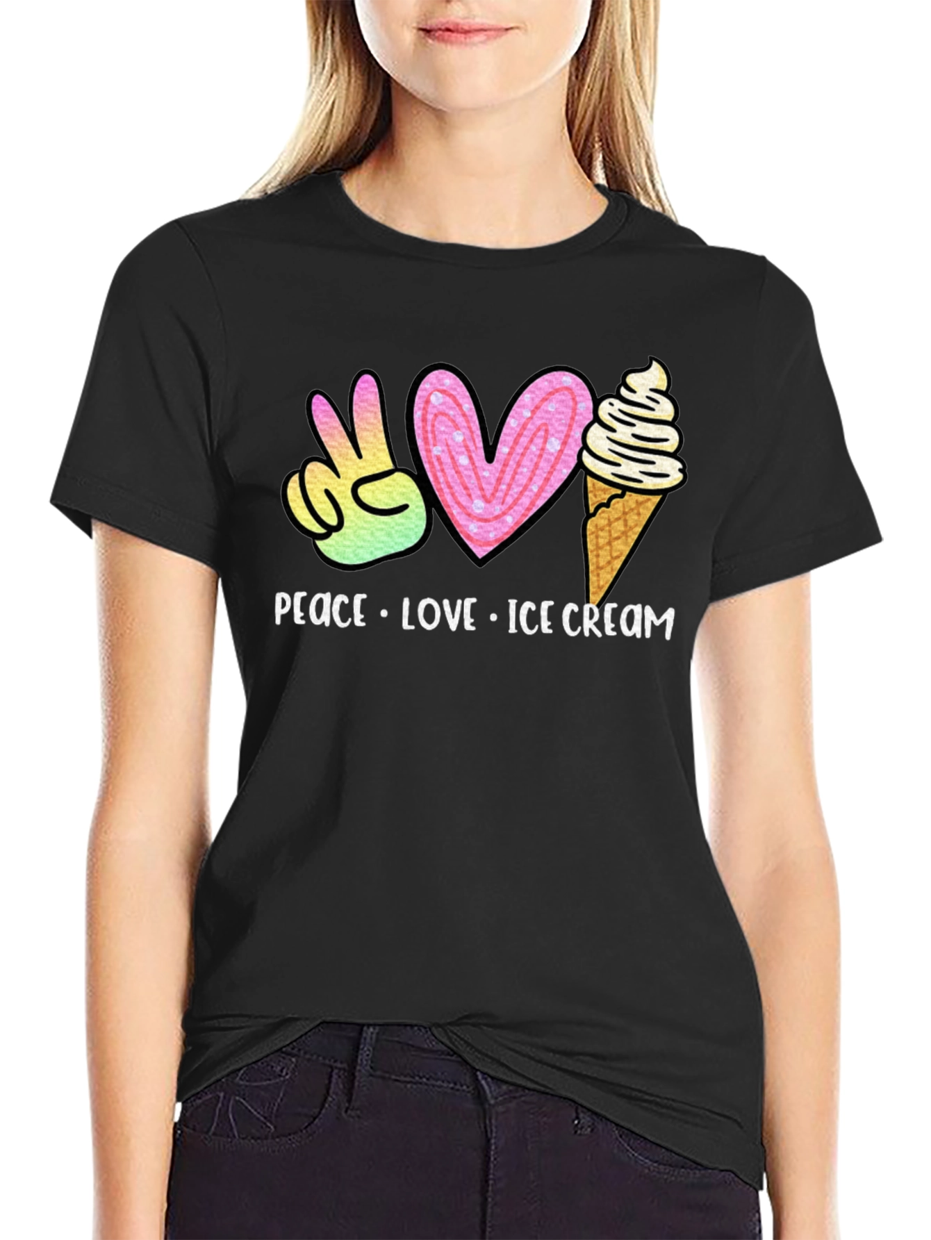 Peace Love Ice Cream Graphic T-Shirt