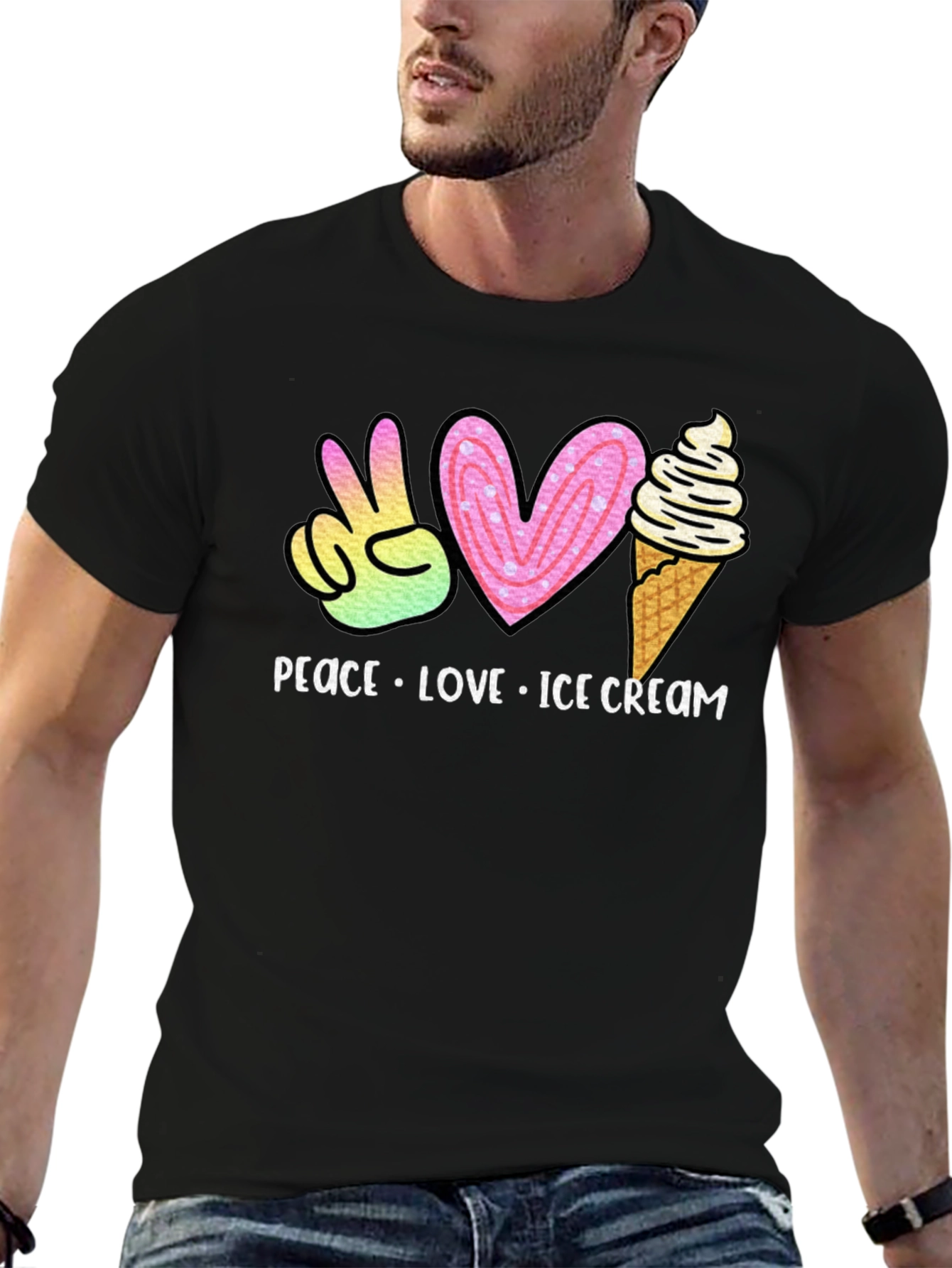 Peace Love Ice Cream Graphic T-Shirt