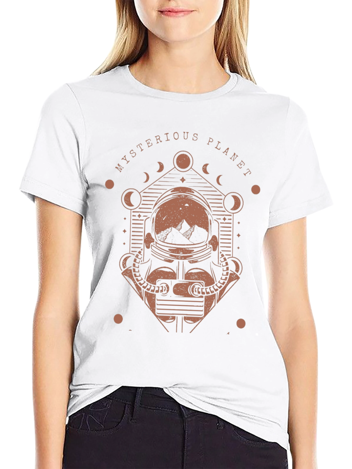 Mysterious Planet Graphic T-Shirt - Space Astronaut Design
