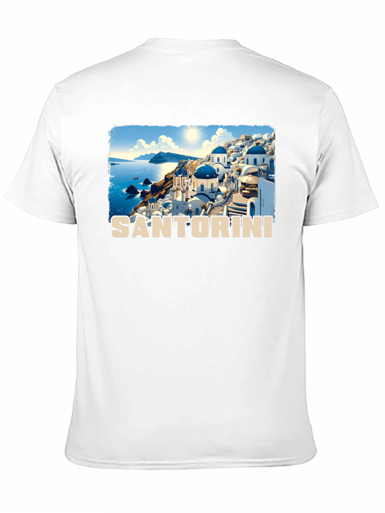 Santorini Greece Travel T-Shirt - Black