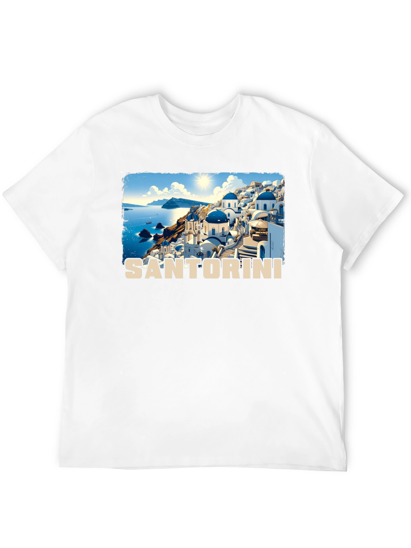 Santorini Greece Travel T-Shirt - Black