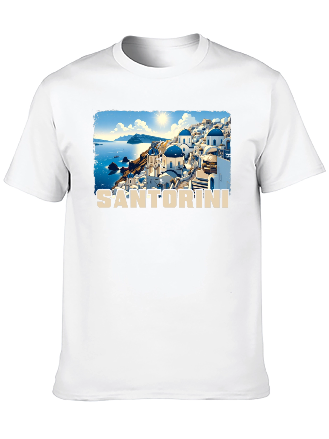 Santorini Greece Travel T-Shirt - Black