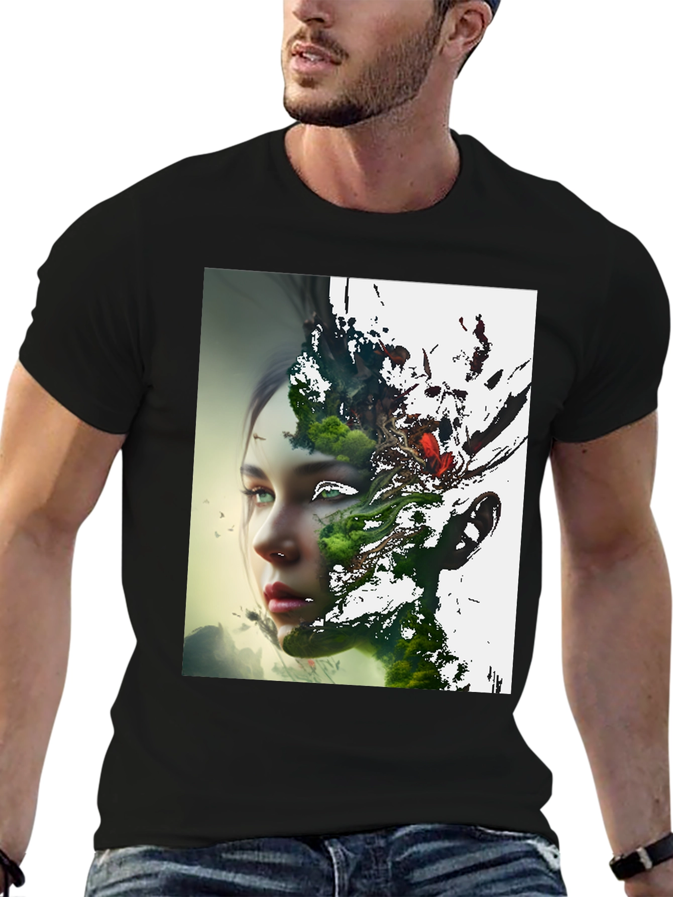 Nature Meets Portrait Black Tee