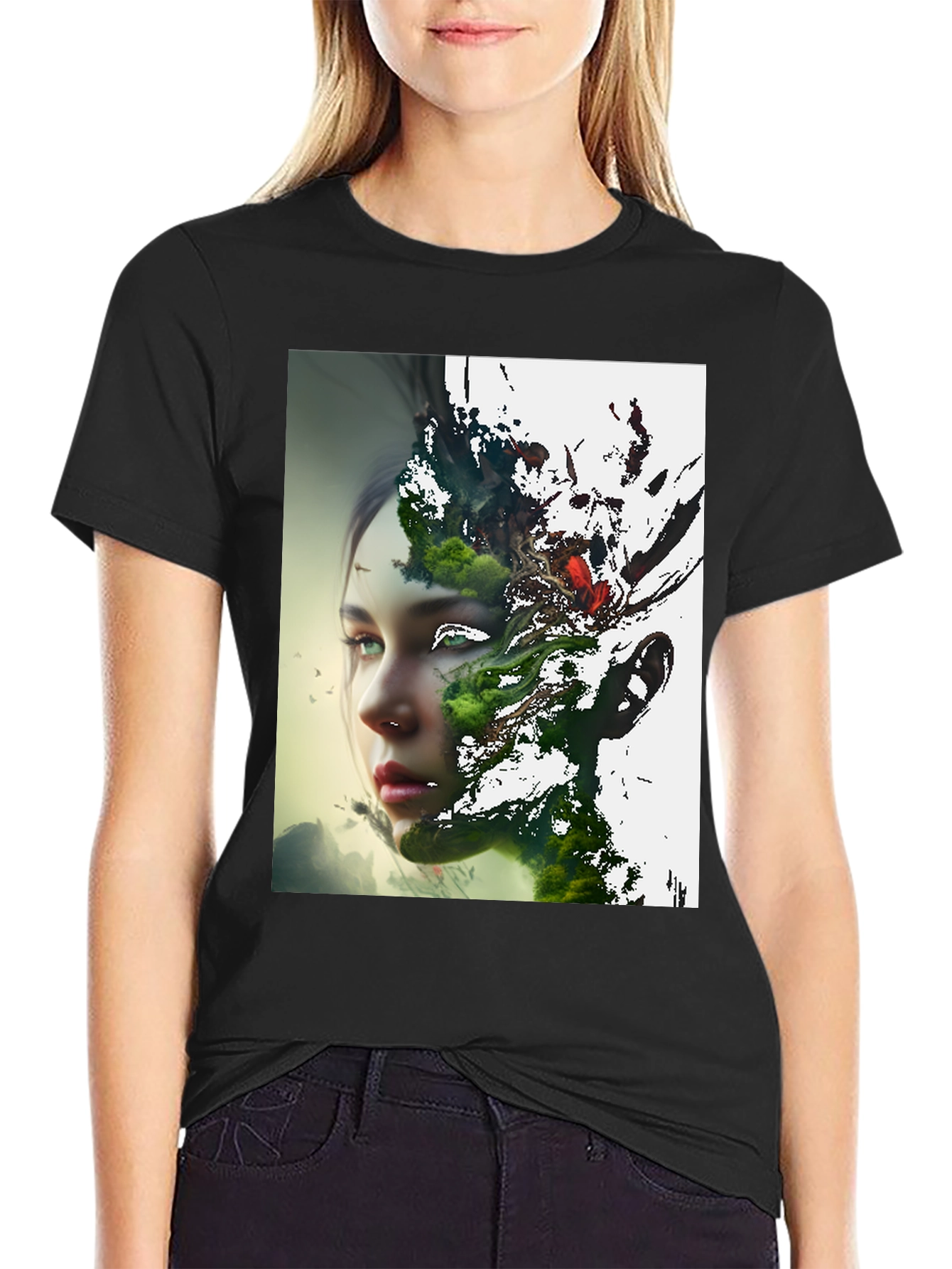 Nature Meets Portrait Black Tee