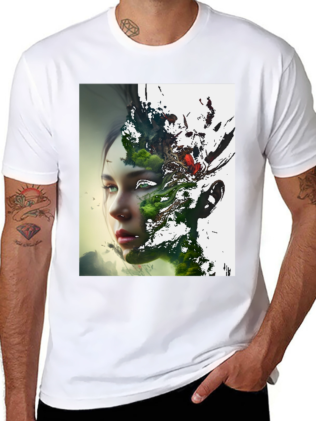 Nature Meets Portrait Black Tee