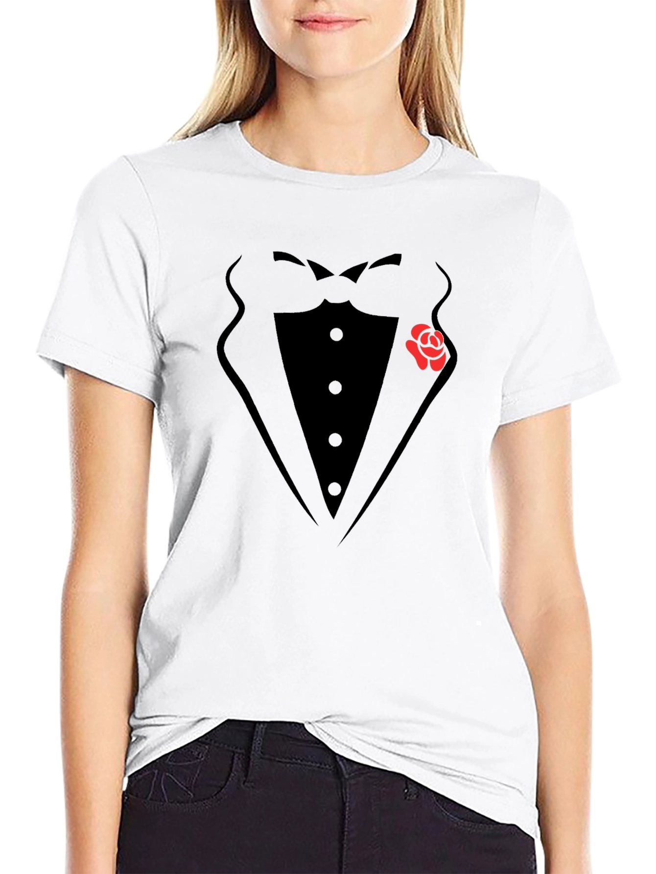 Tuxedo Style Graphic Tee Shirt