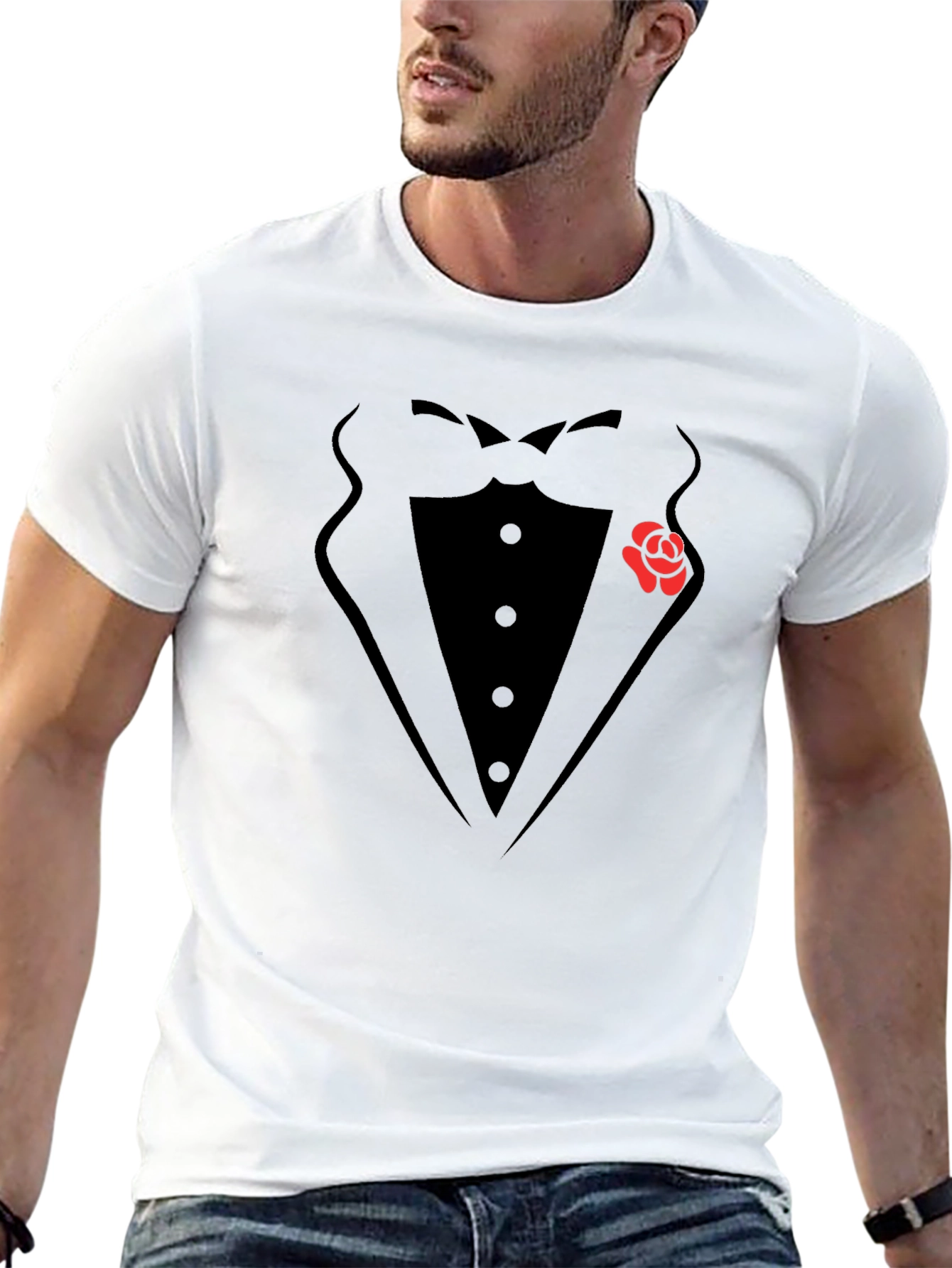 Tuxedo Style Graphic Tee Shirt