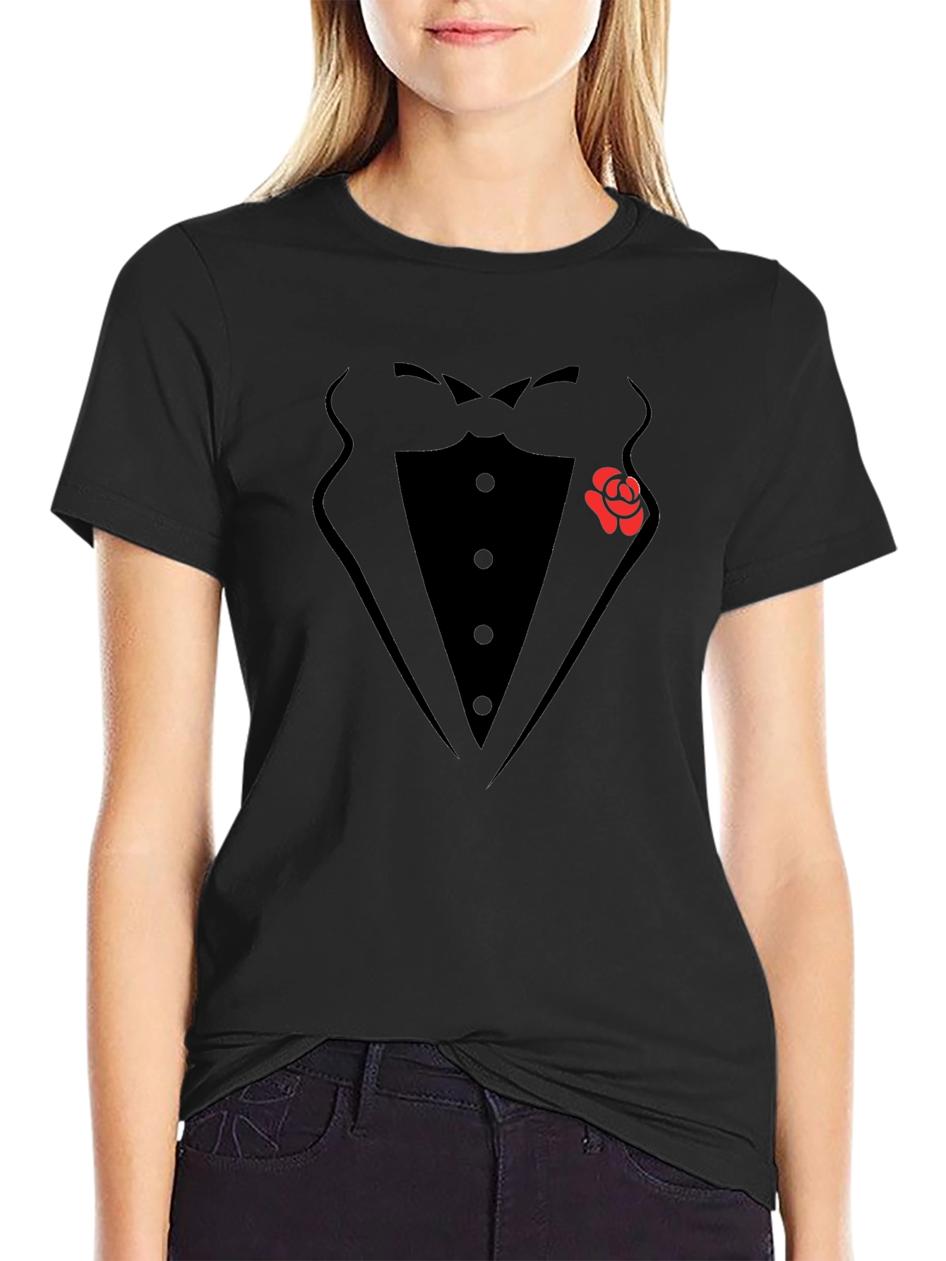 Tuxedo Style Graphic Tee Shirt