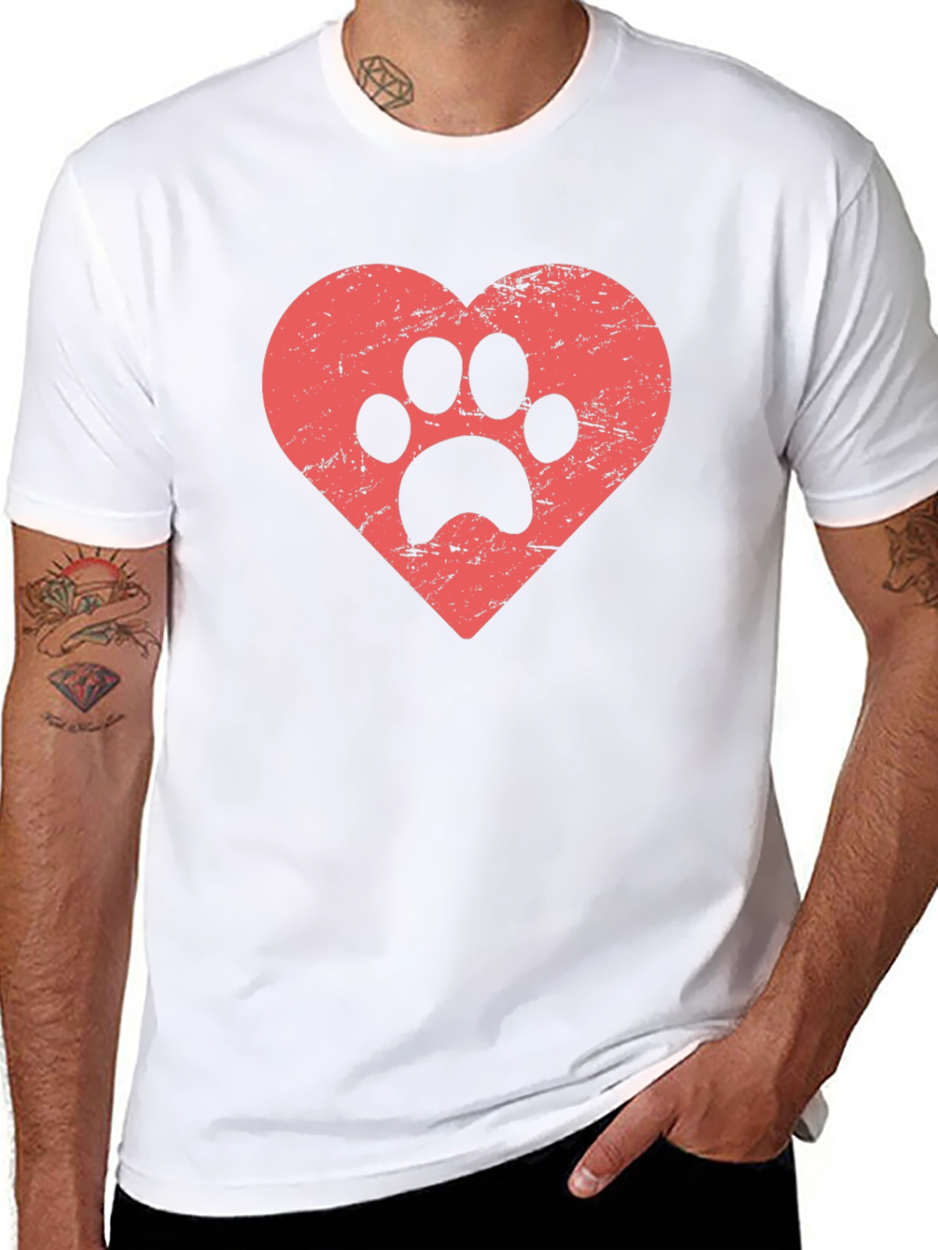 Dog Paw Heart Graphic Tee - Black