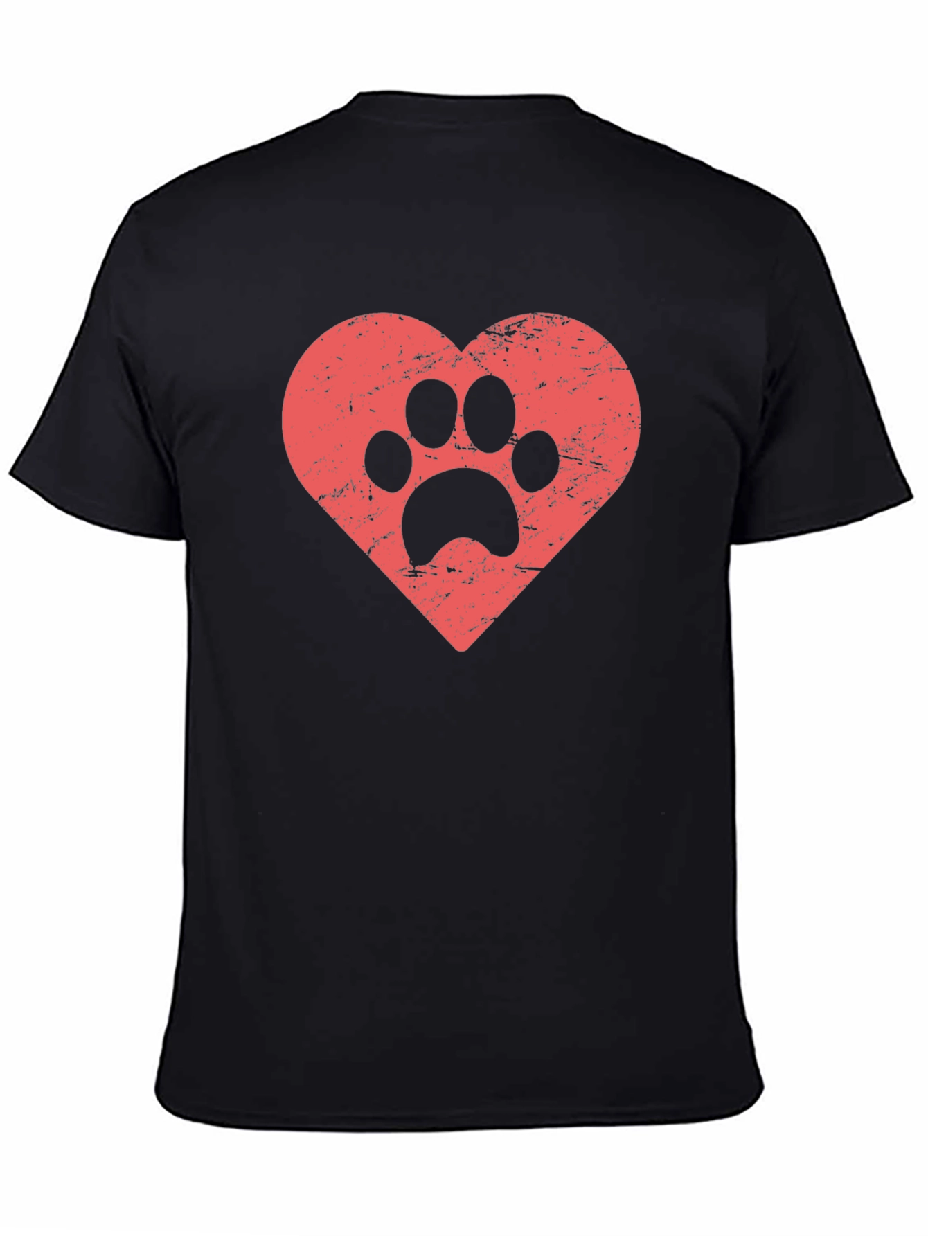 Dog Paw Heart Graphic Tee - Black
