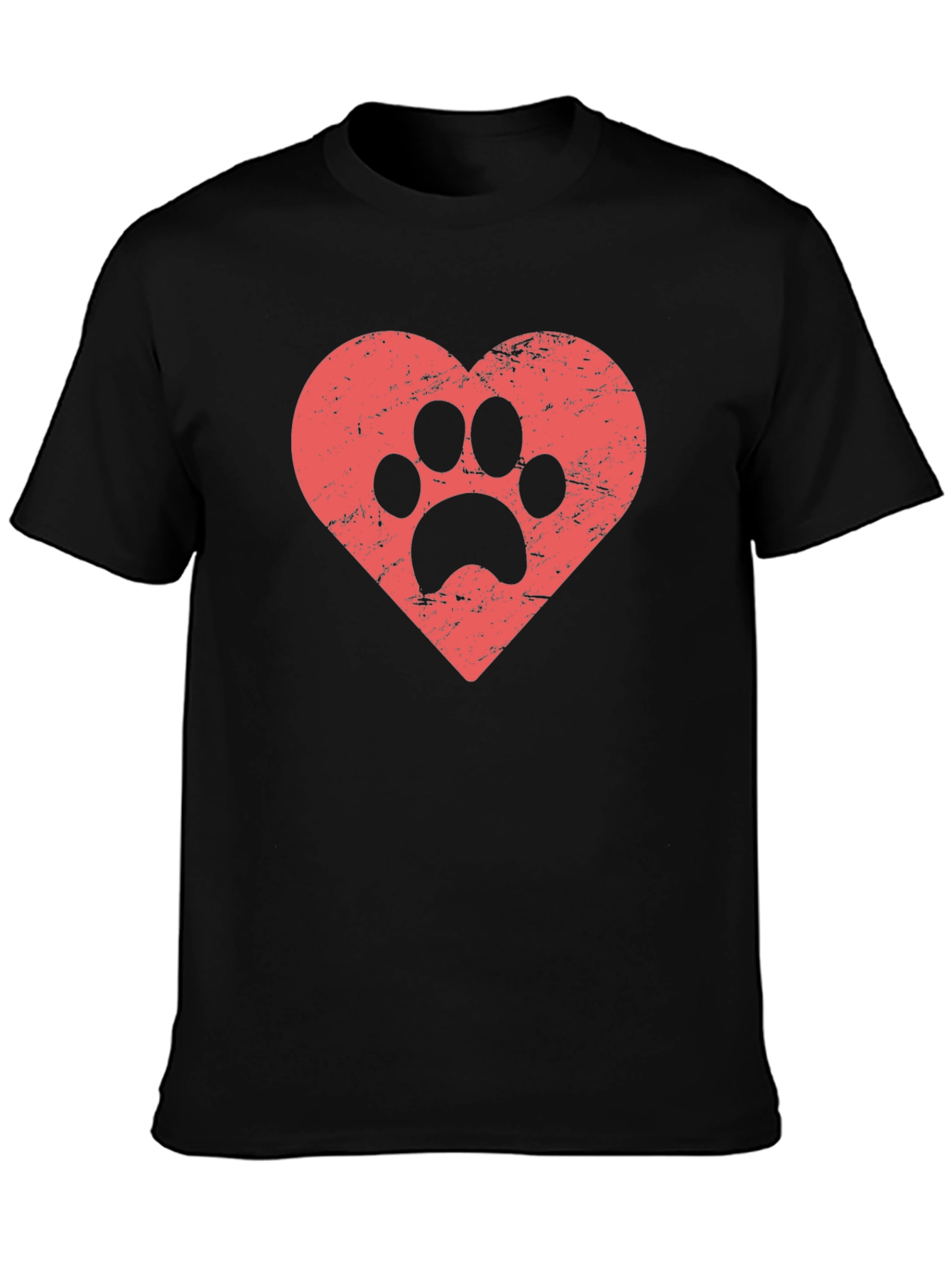 Dog Paw Heart Graphic Tee - Black