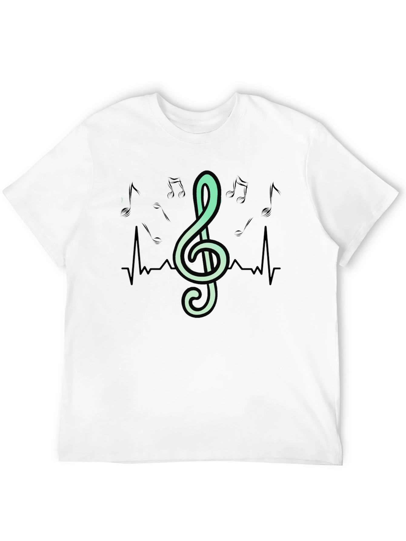 Musical Heartbeat T-Shirt - Black Crew Neck