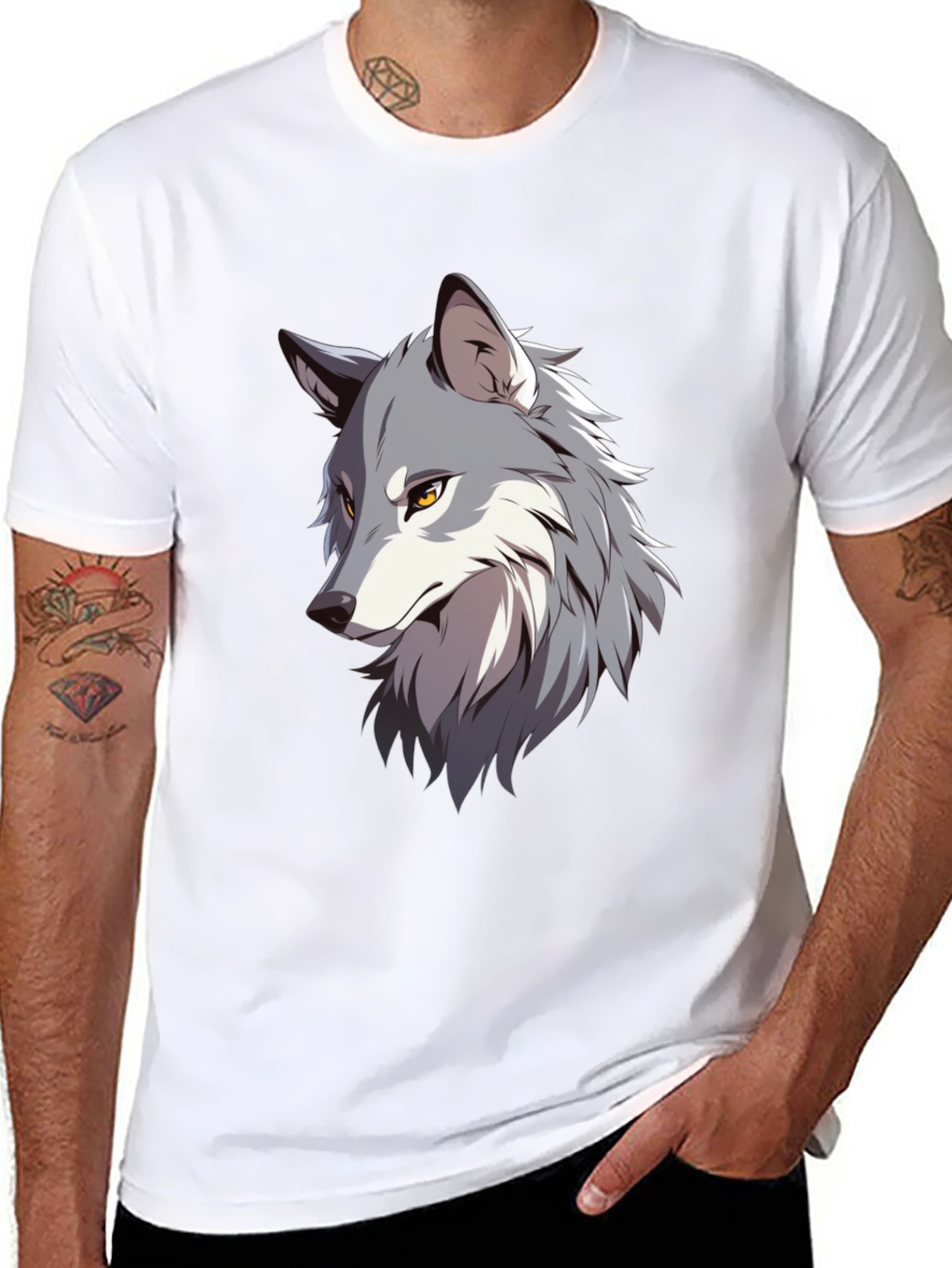 Wolf Graphic Print T-Shirt - Stylish Animal Tee
