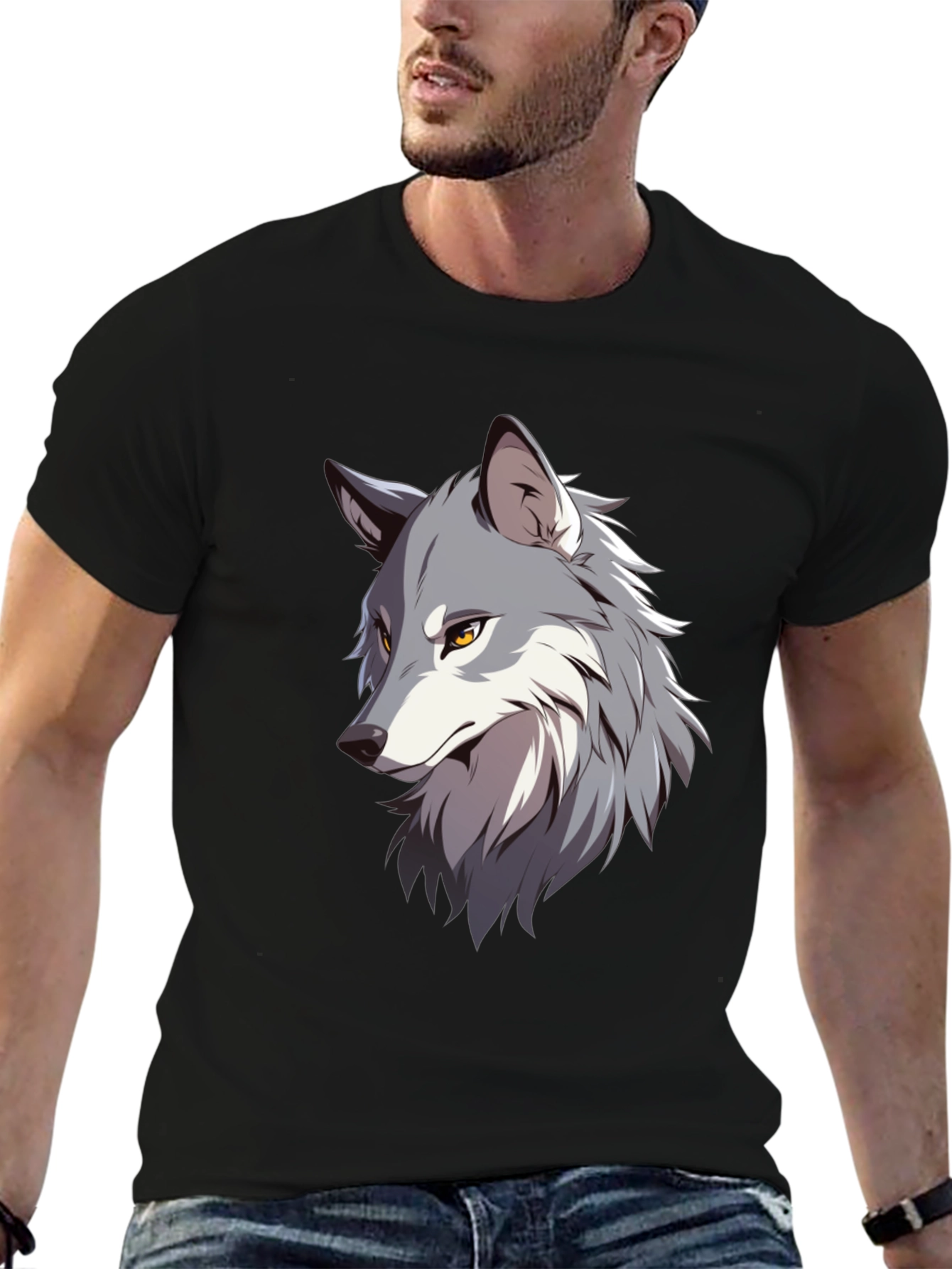 Wolf Graphic Print T-Shirt - Stylish Animal Tee