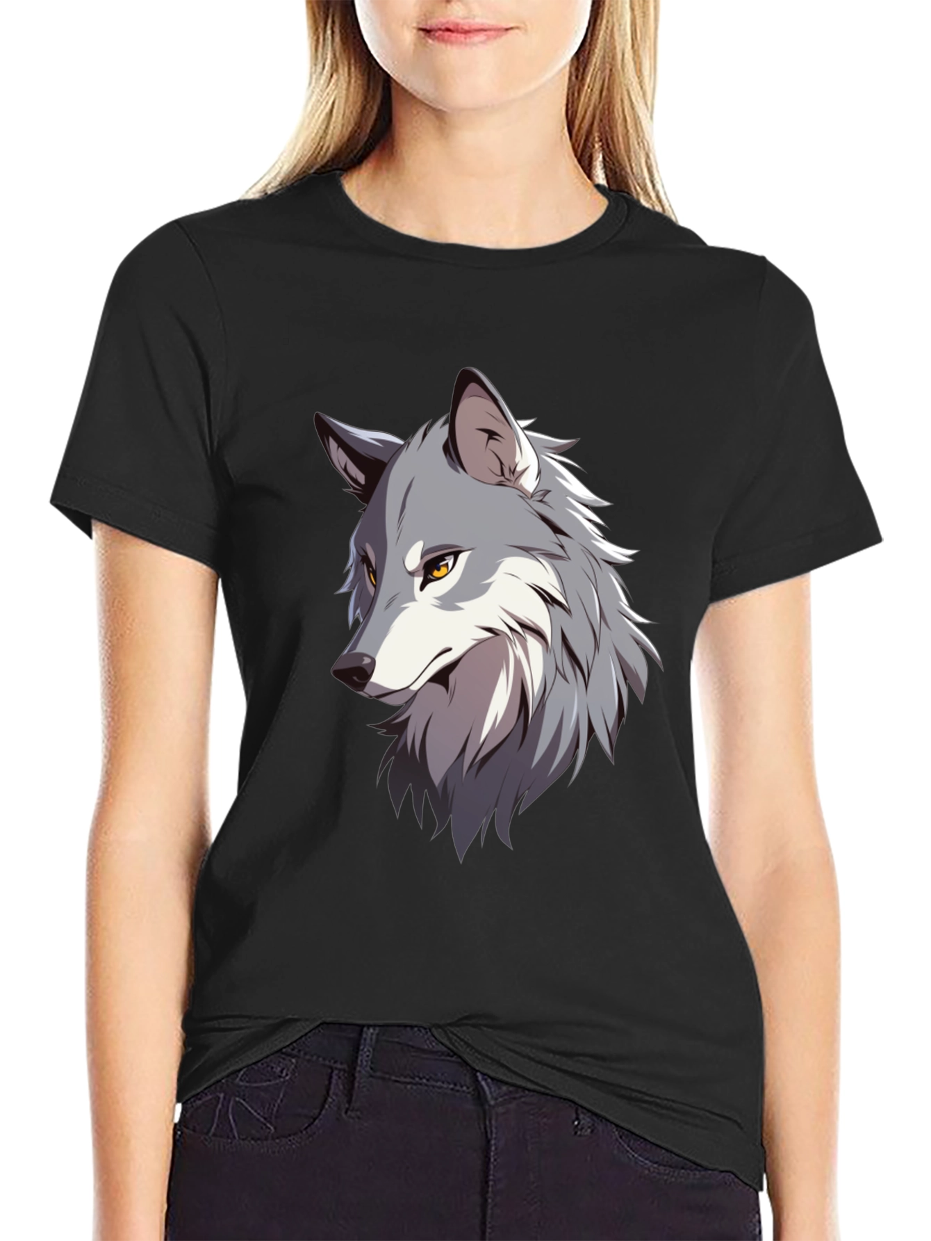 Wolf Graphic Print T-Shirt - Stylish Animal Tee