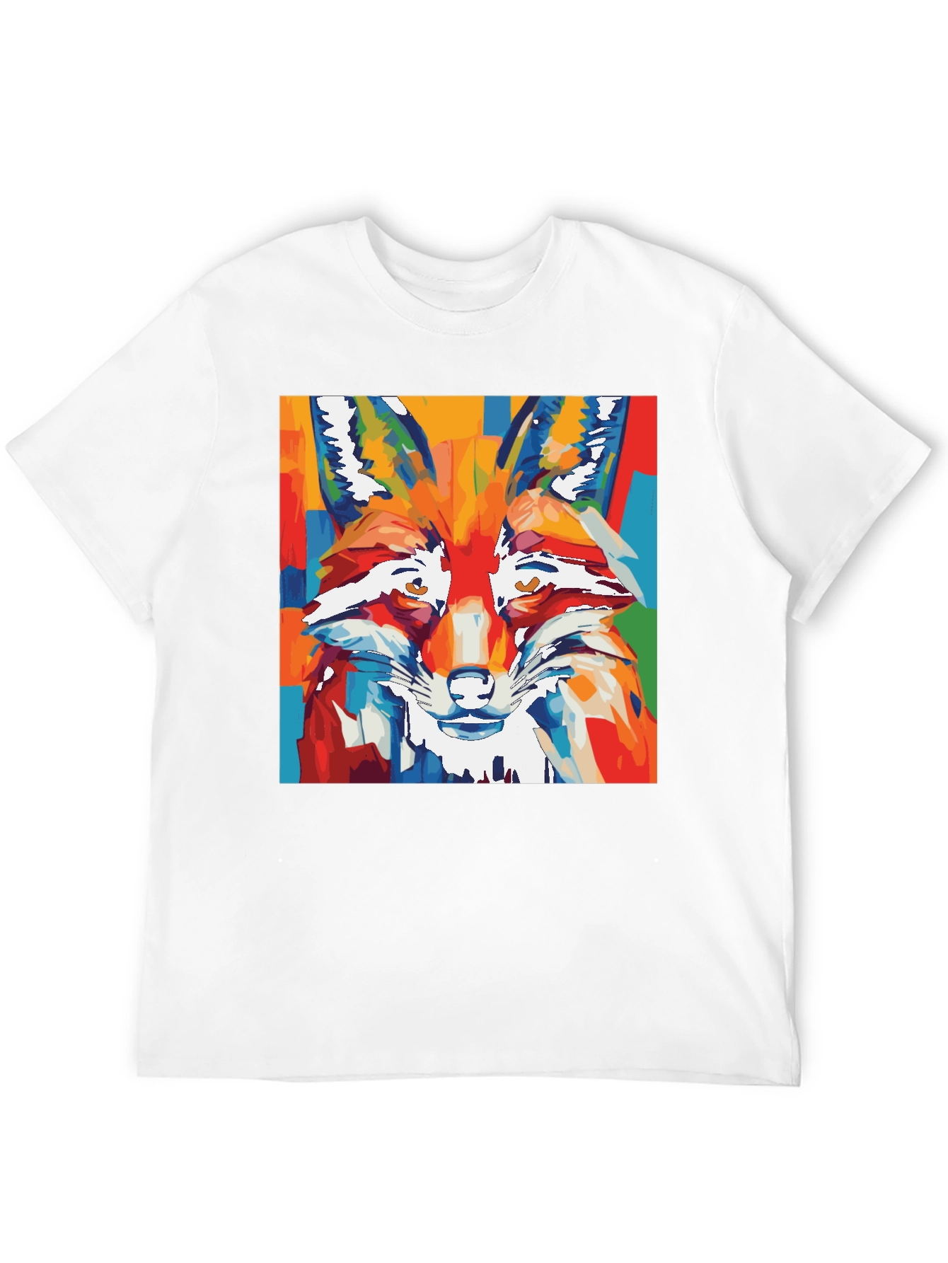 Abstract Fox Graphic Tee - Artistic Animal Print Shirt