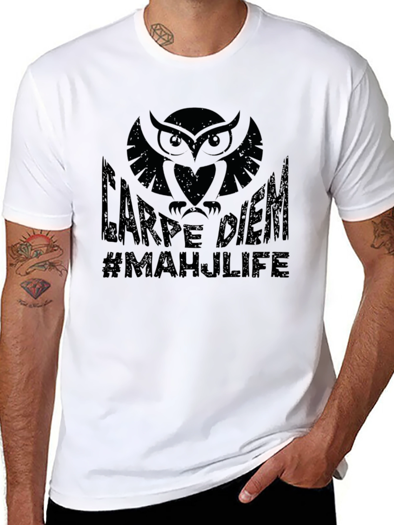 Carpe Diem Owl Graphic Black T-Shirt