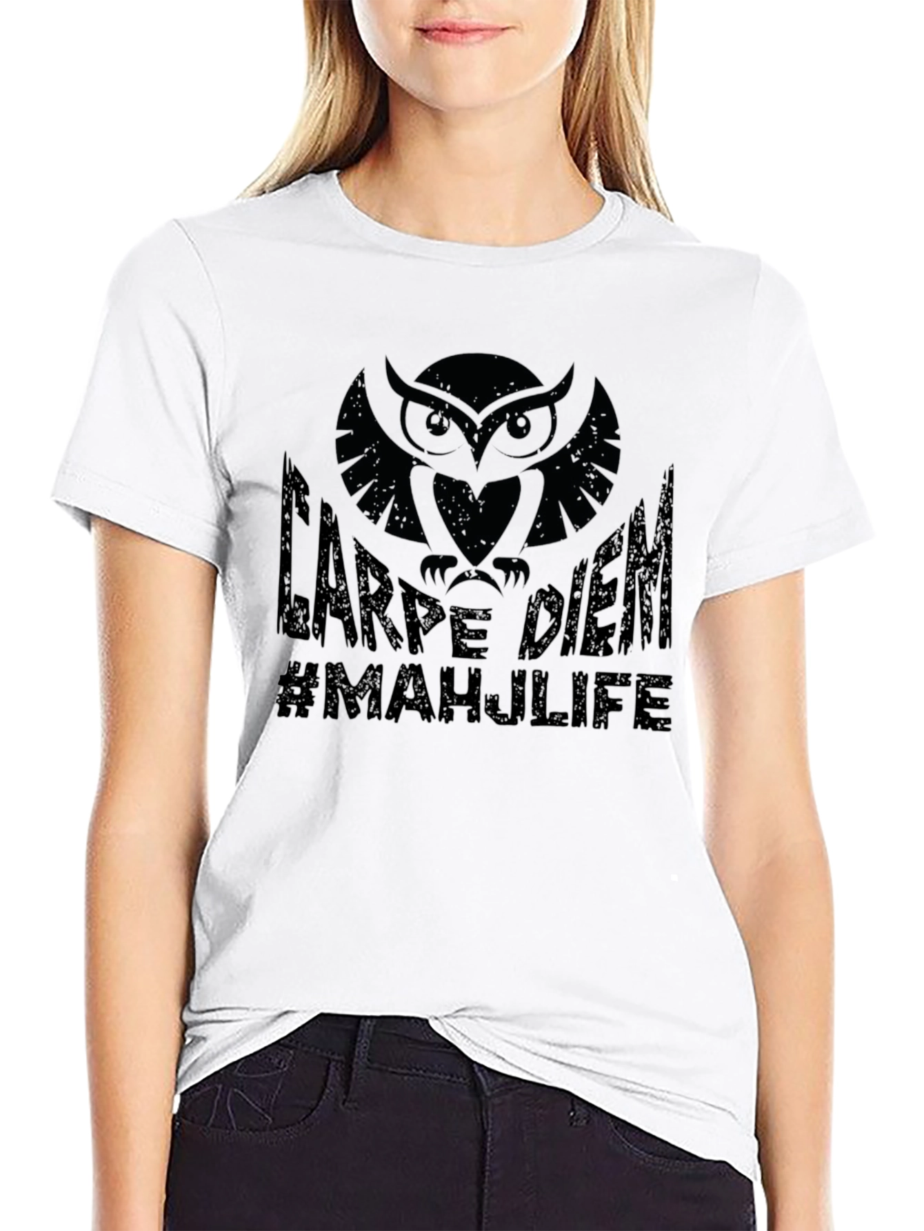 Carpe Diem Owl Graphic Black T-Shirt