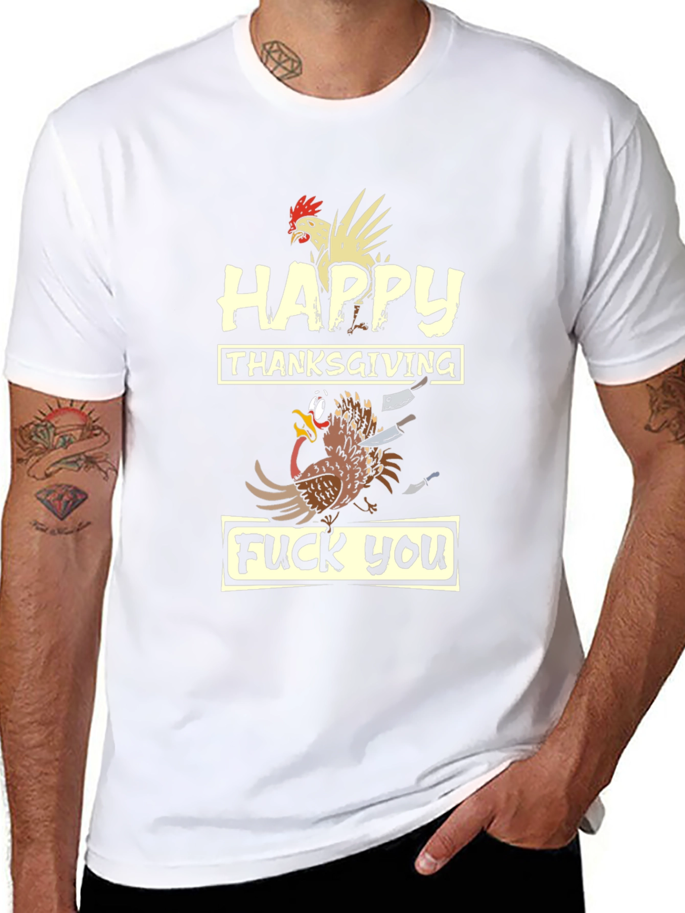 Happy Thanksgiving Funny Turkey Graphic T-Shirt