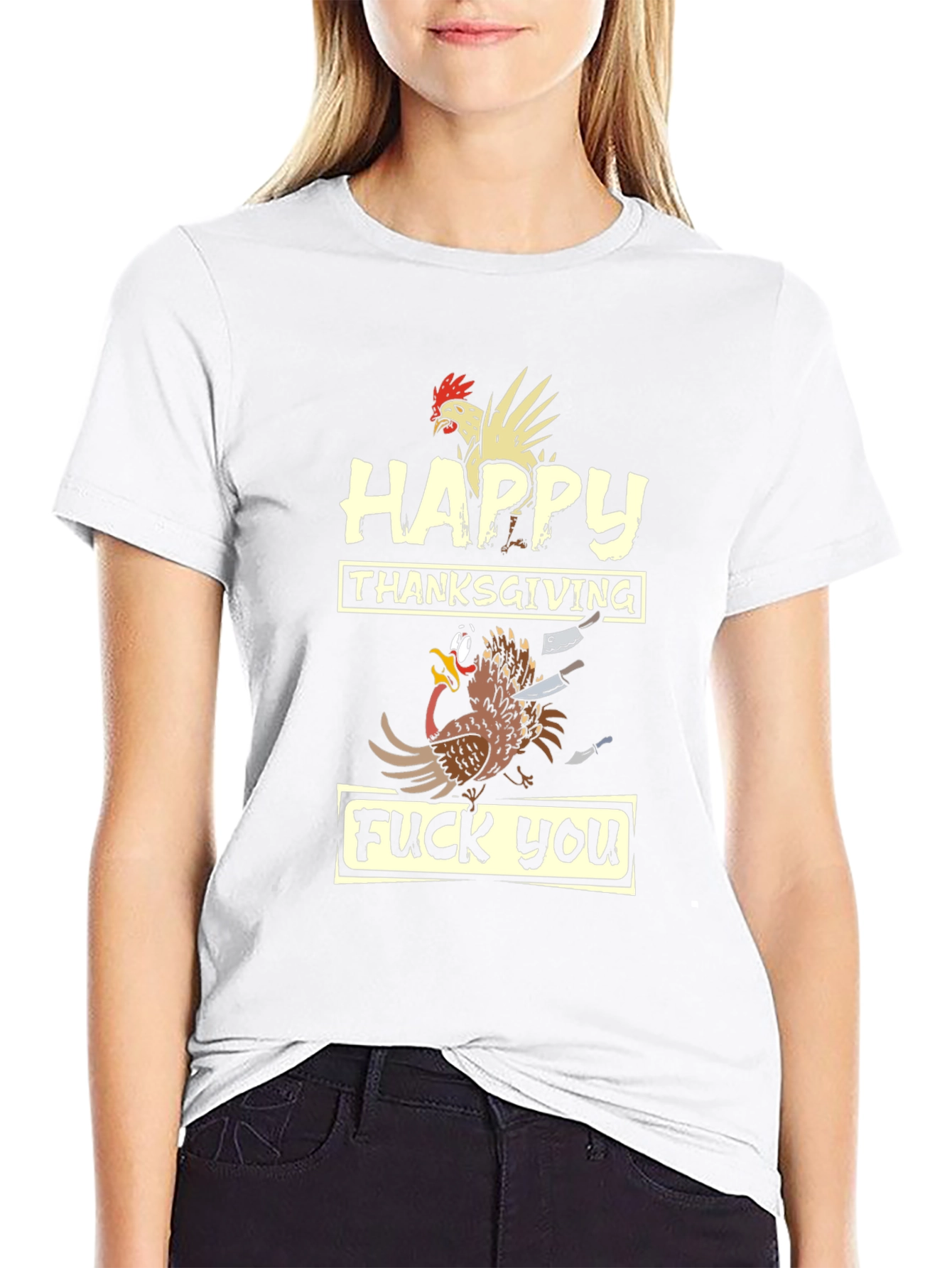 Happy Thanksgiving Funny Turkey Graphic T-Shirt
