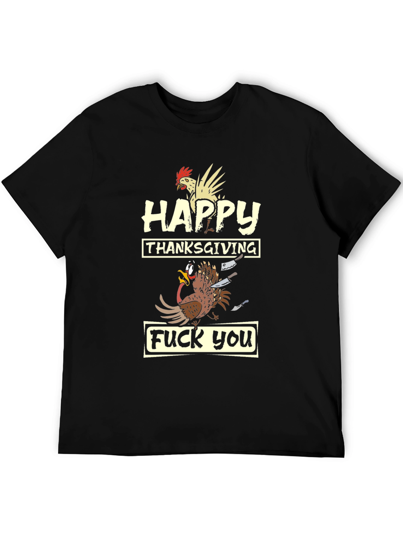 Happy Thanksgiving Funny Turkey Graphic T-Shirt