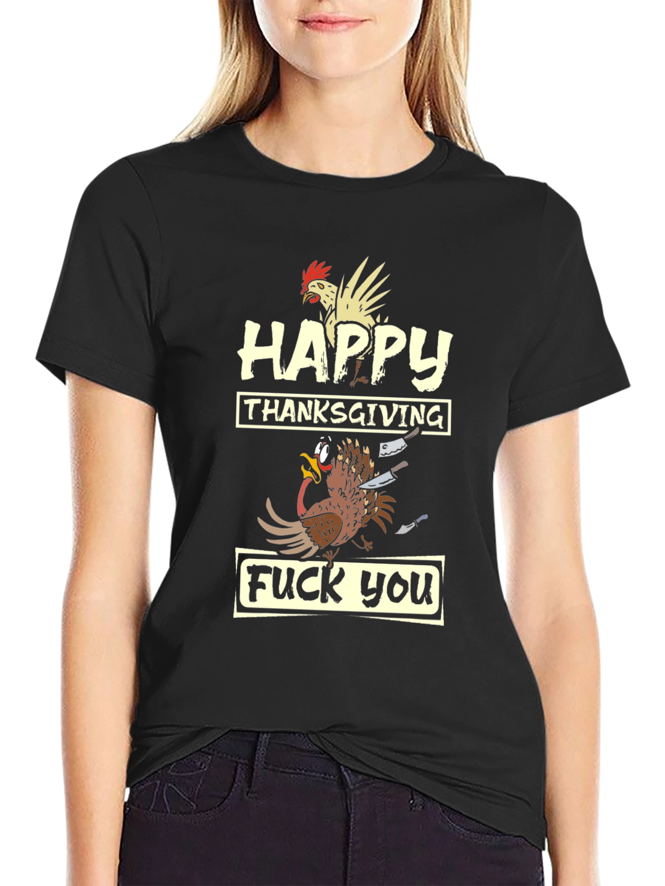 Happy Thanksgiving Funny Turkey Graphic T-Shirt