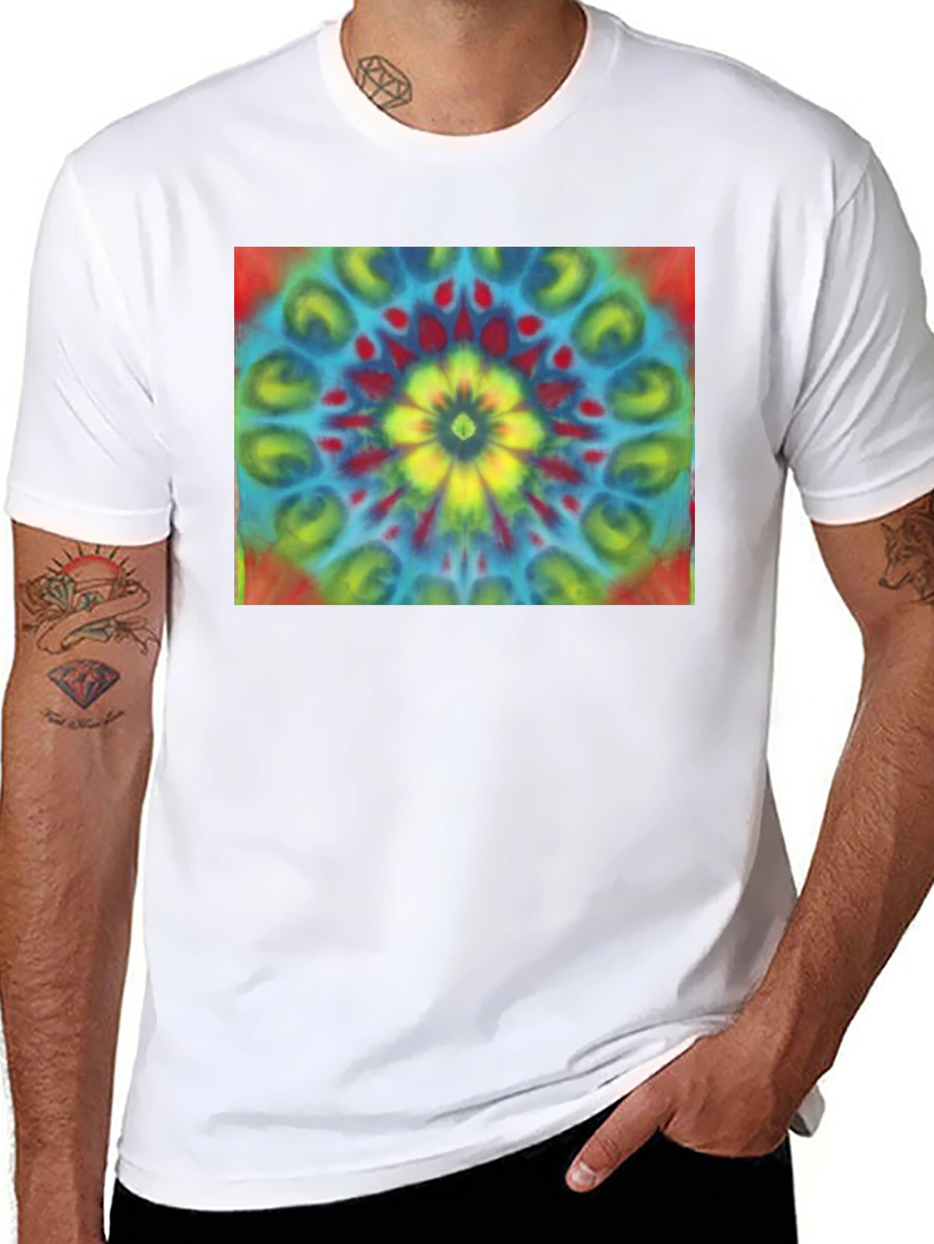 Tie-Dye Mandala Graphic Tee - Retro Style
