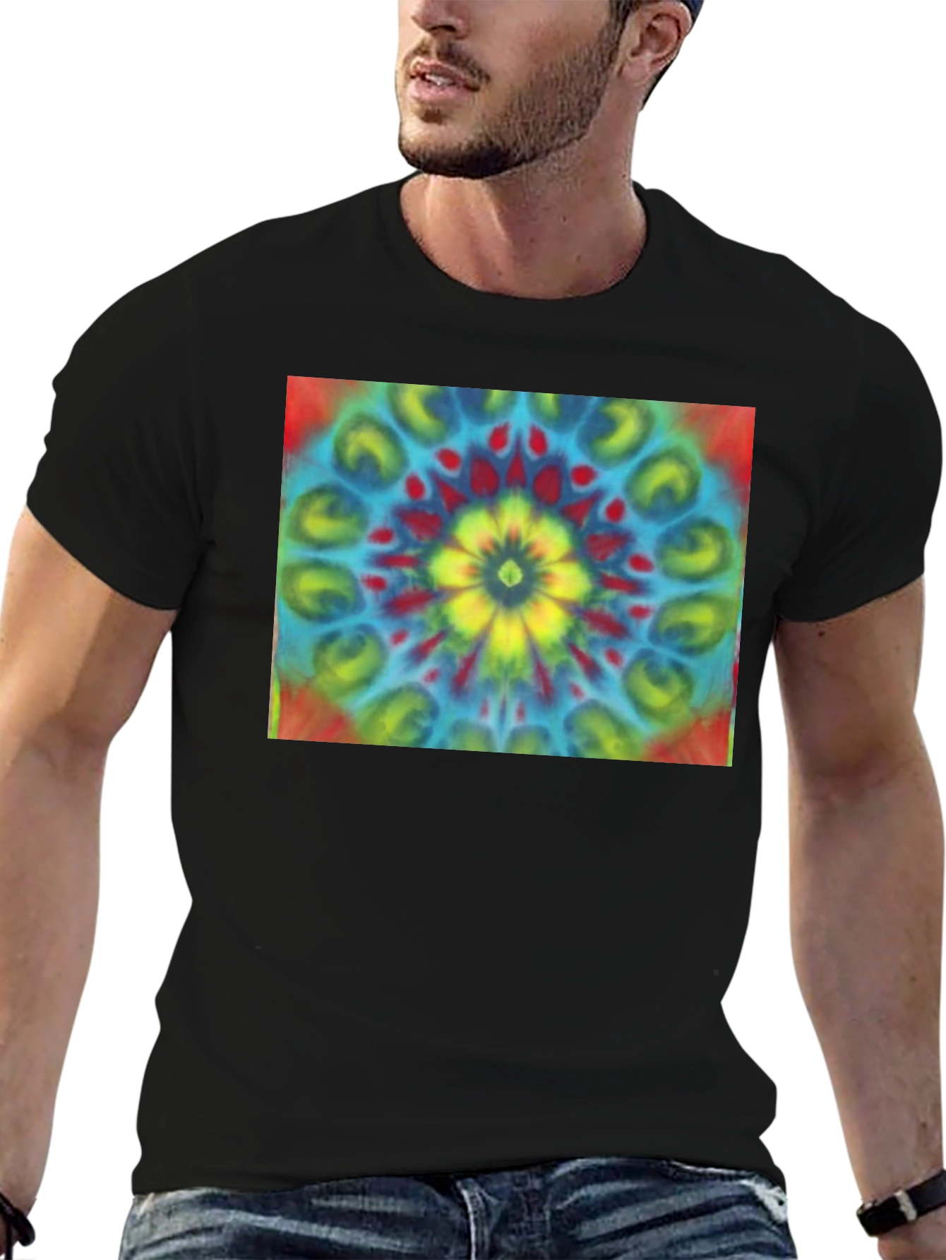 Tie-Dye Mandala Graphic Tee - Retro Style