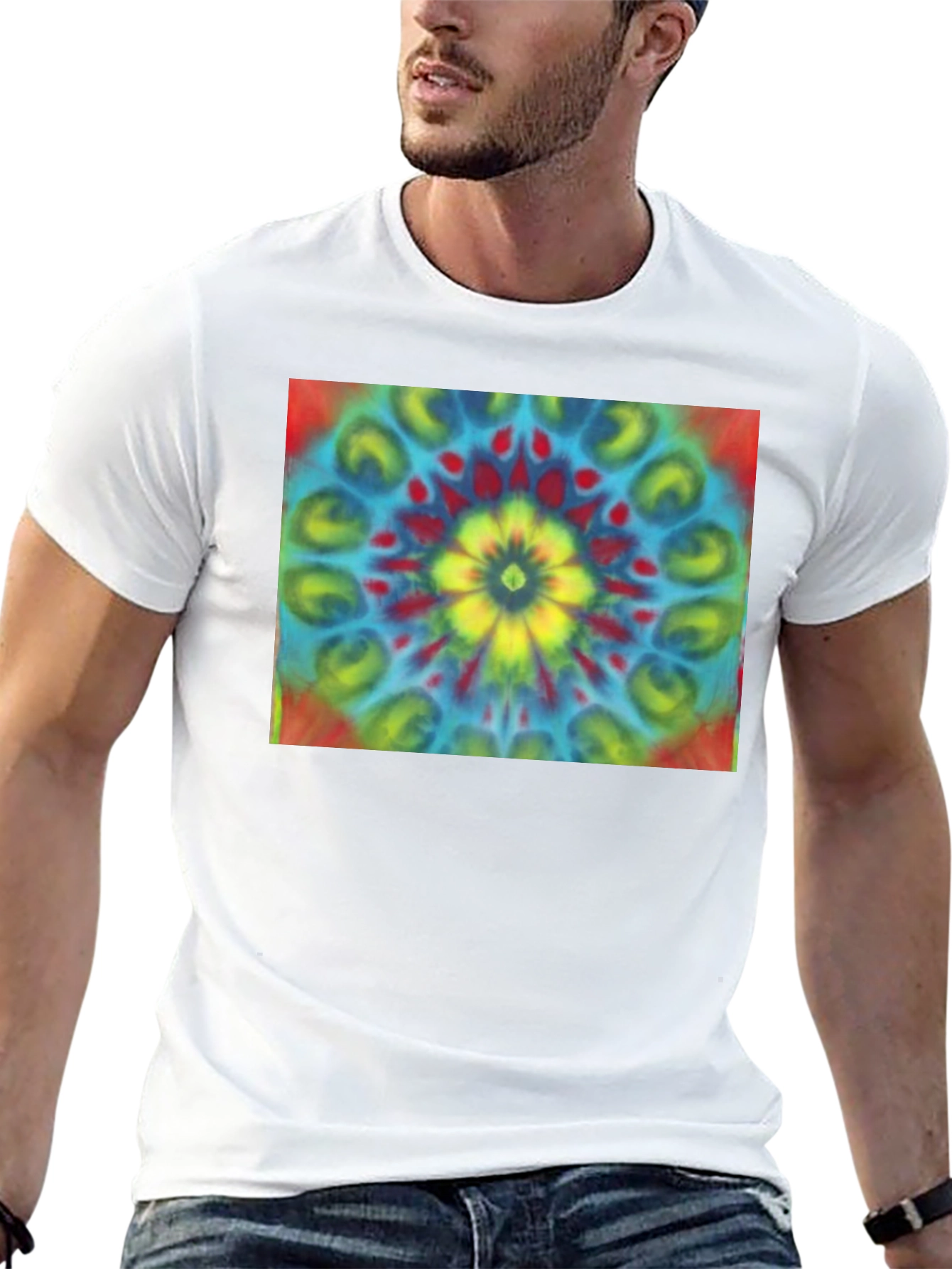 Tie-Dye Mandala Graphic Tee - Retro Style