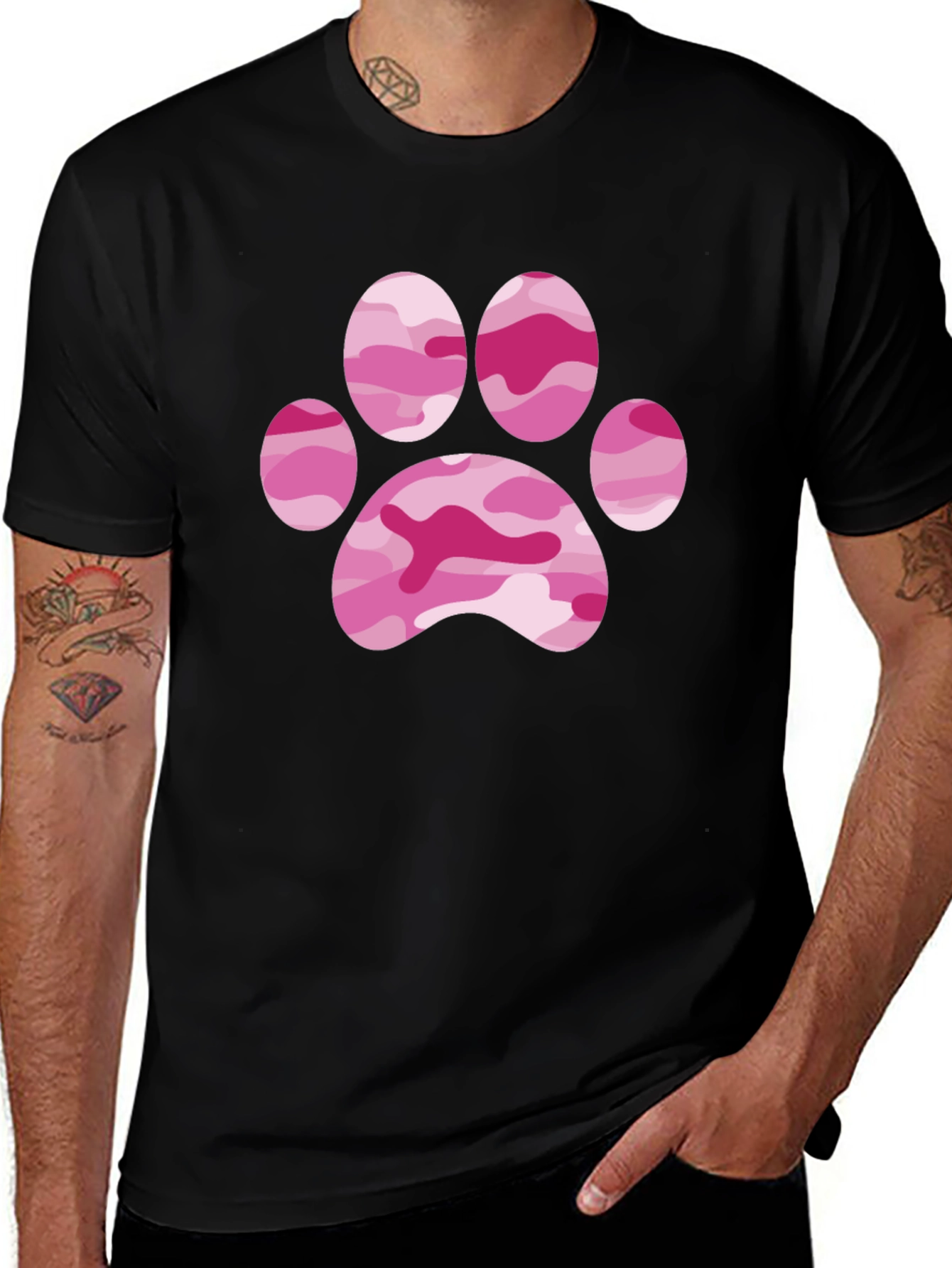 Pink Camo Paw Print Tee