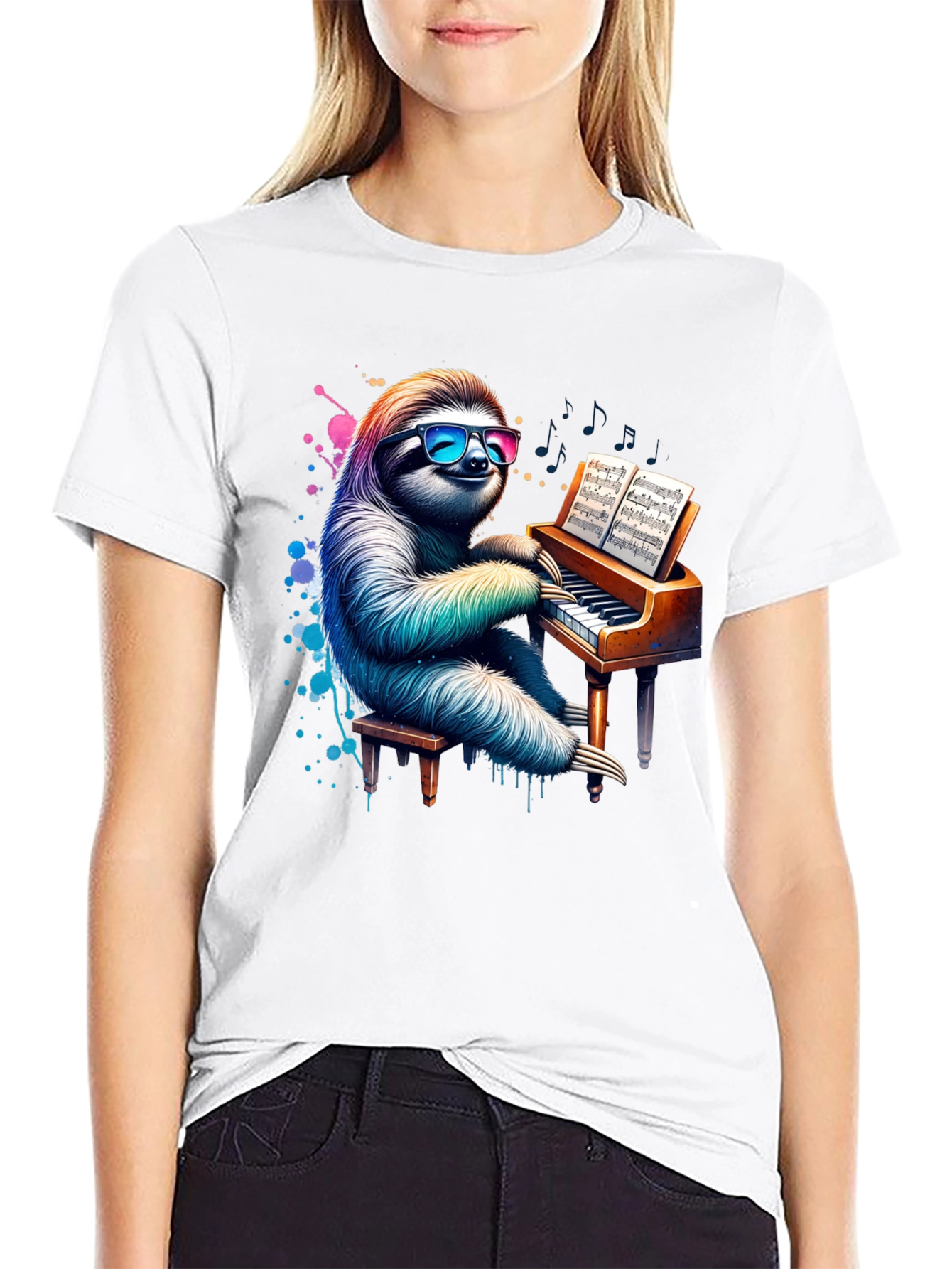 Sloth Pianist Graphic T-Shirt - Cool & Unique Design