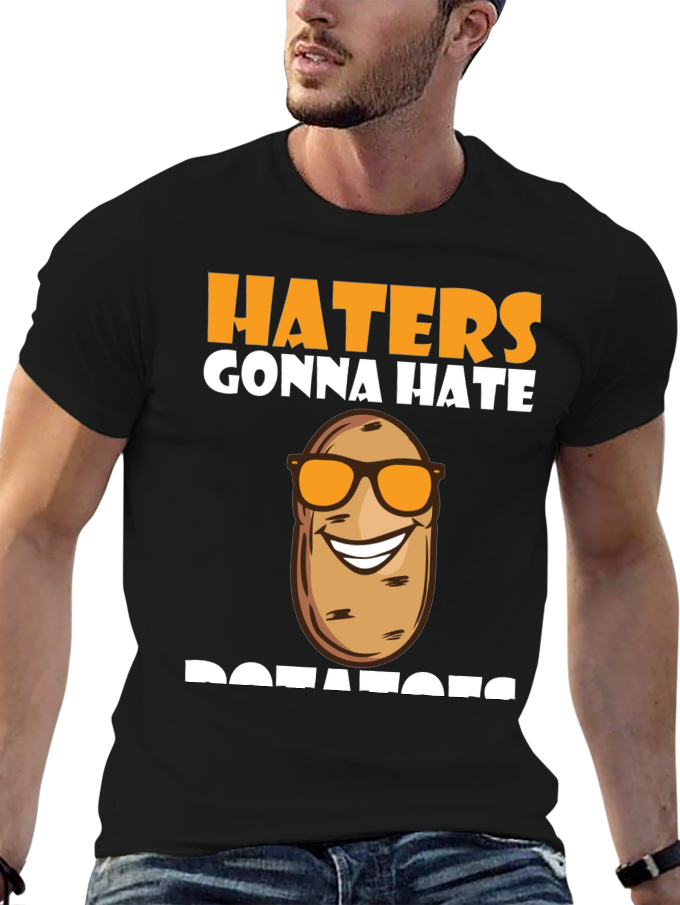 Haters Gonna Hate Cool Potato Sunglasses Black T-Shirt