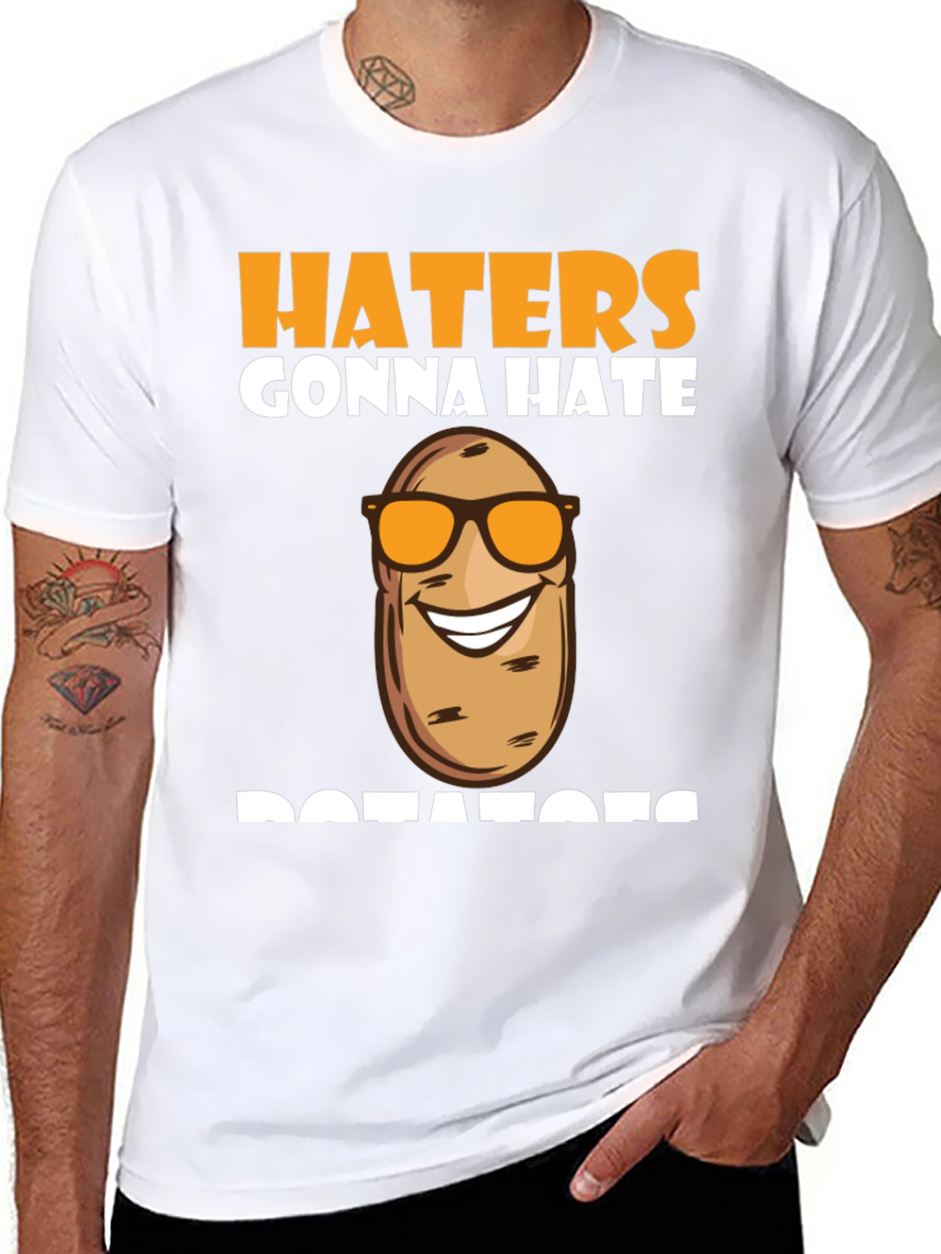 Haters Gonna Hate Cool Potato Sunglasses Black T-Shirt