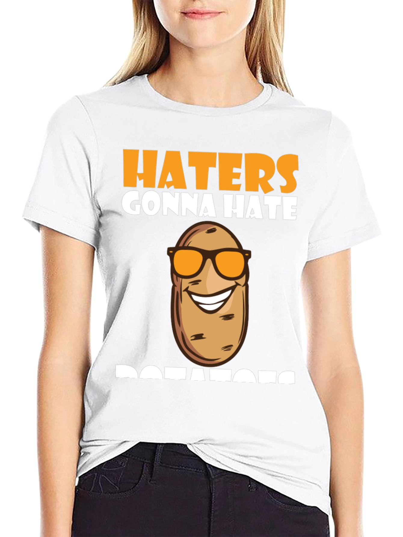 Haters Gonna Hate Cool Potato Sunglasses Black T-Shirt