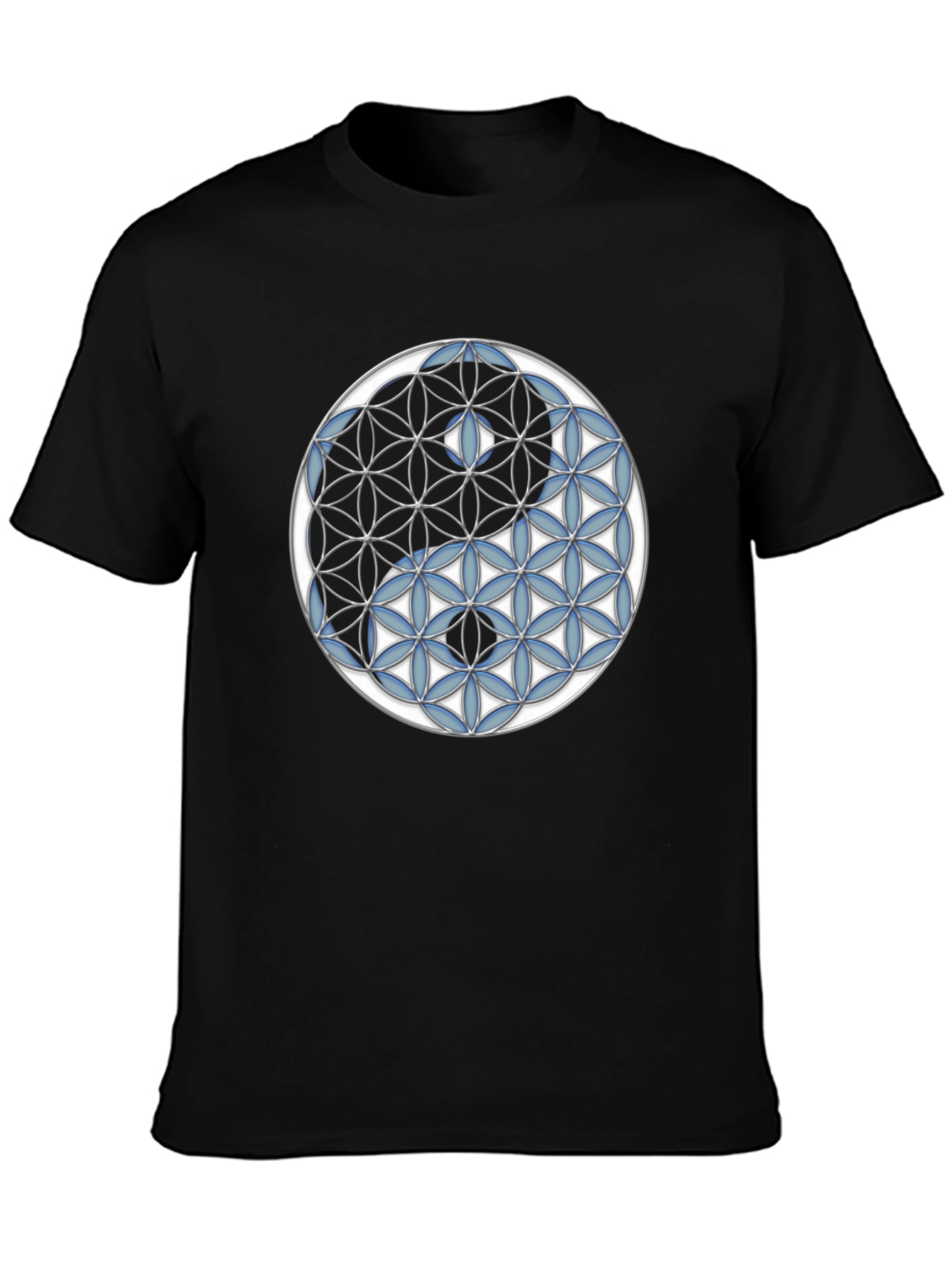 Yin Yang Flower of Life Graphic Tee - Black