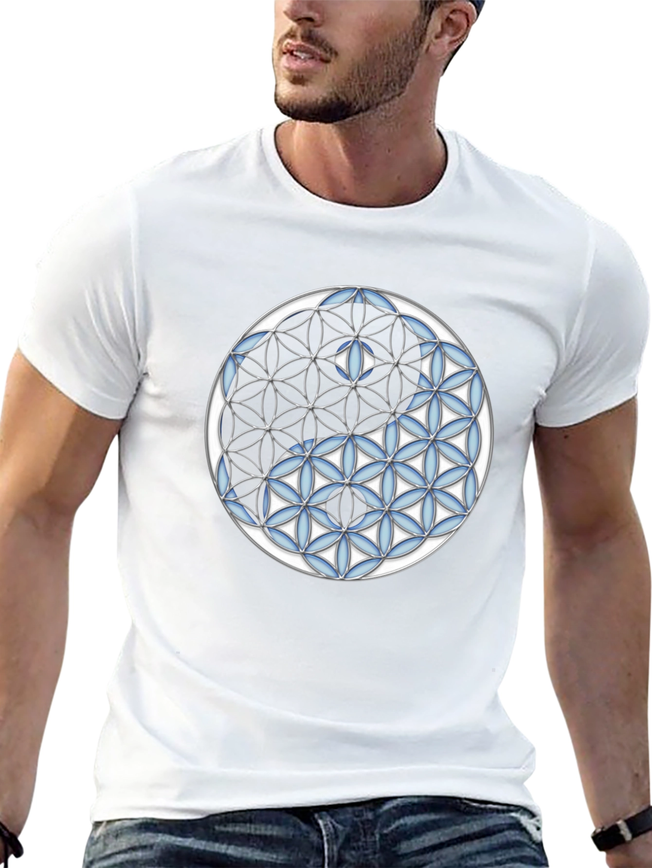 Yin Yang Flower of Life Graphic Tee - Black