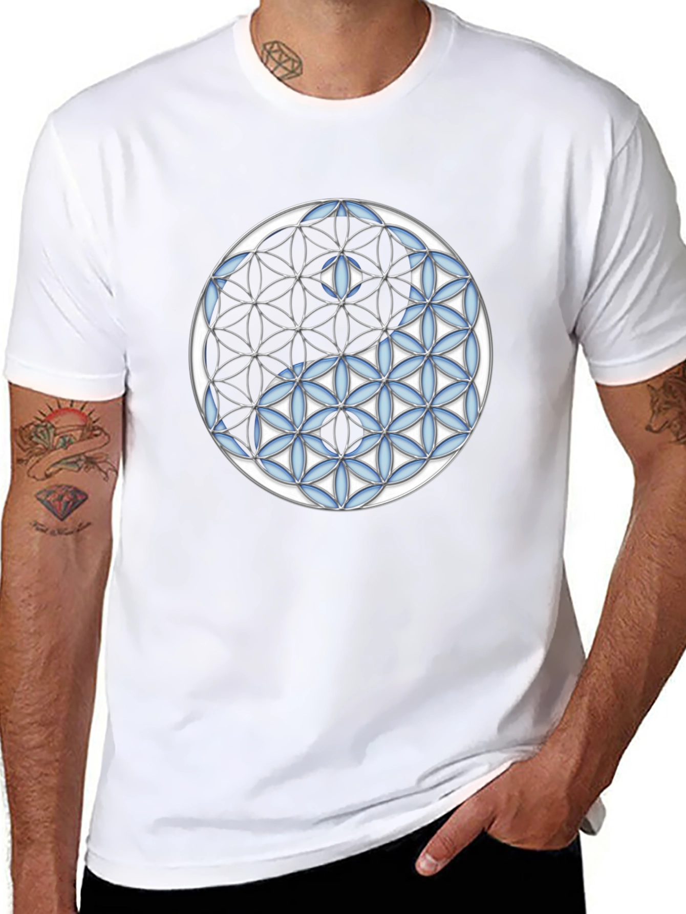 Yin Yang Flower of Life Graphic Tee - Black