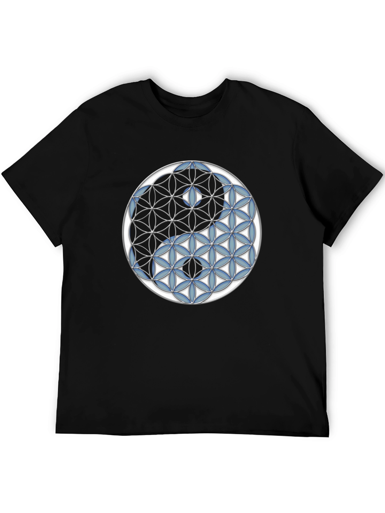 Yin Yang Flower of Life Graphic Tee - Black