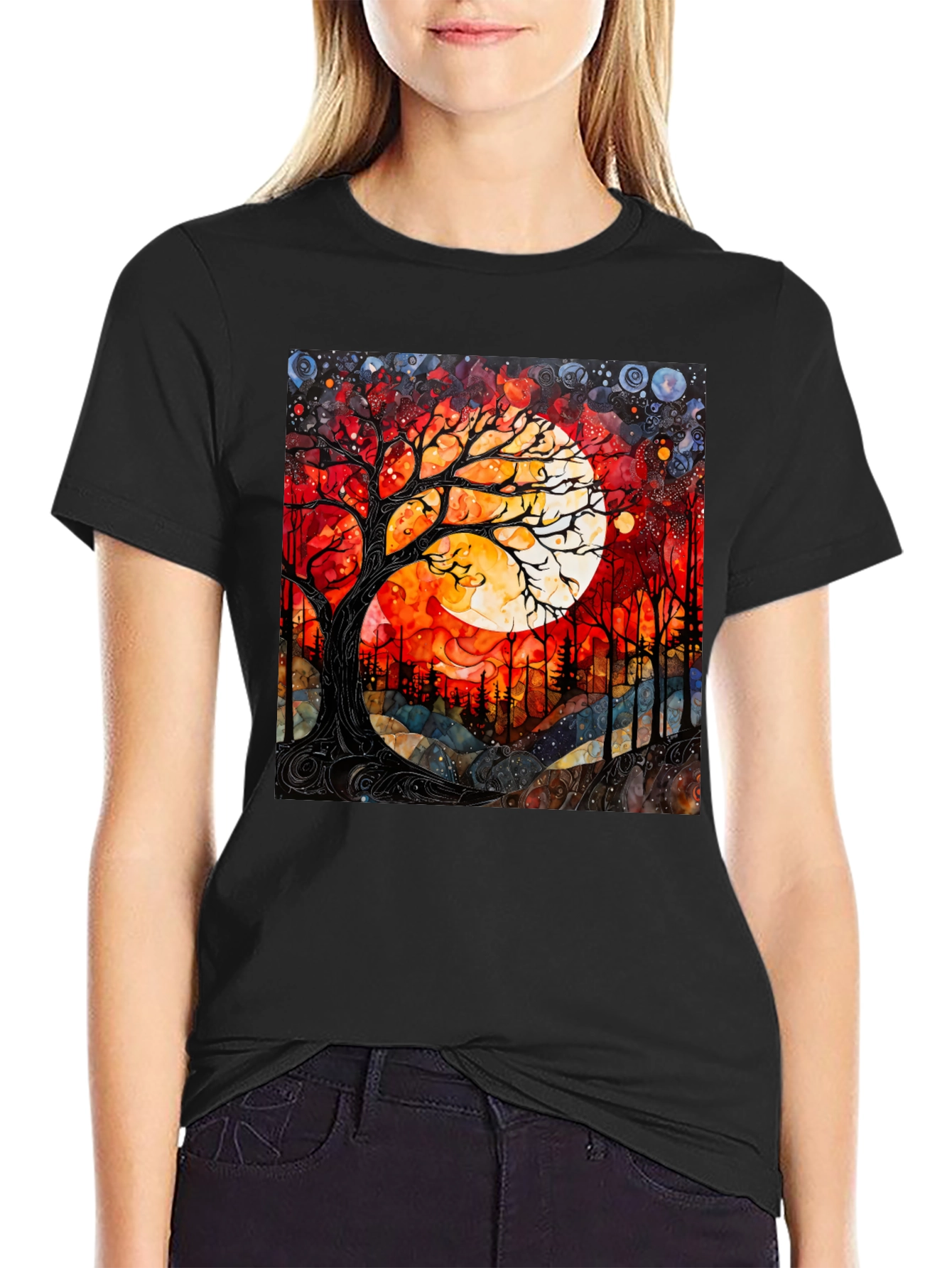 Moonlit Tree Graphic T-Shirt