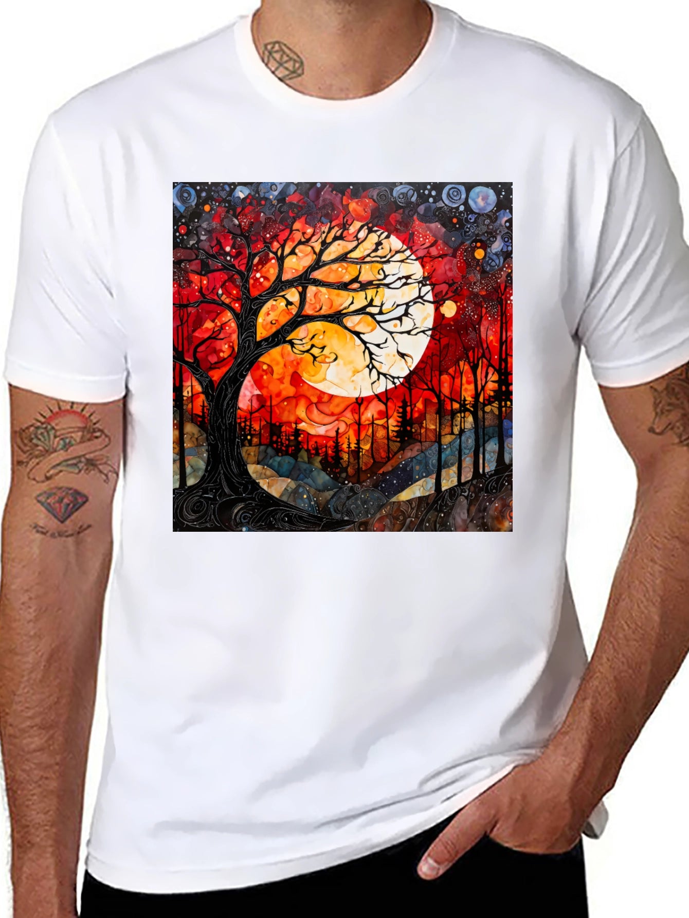 Moonlit Tree Graphic T-Shirt