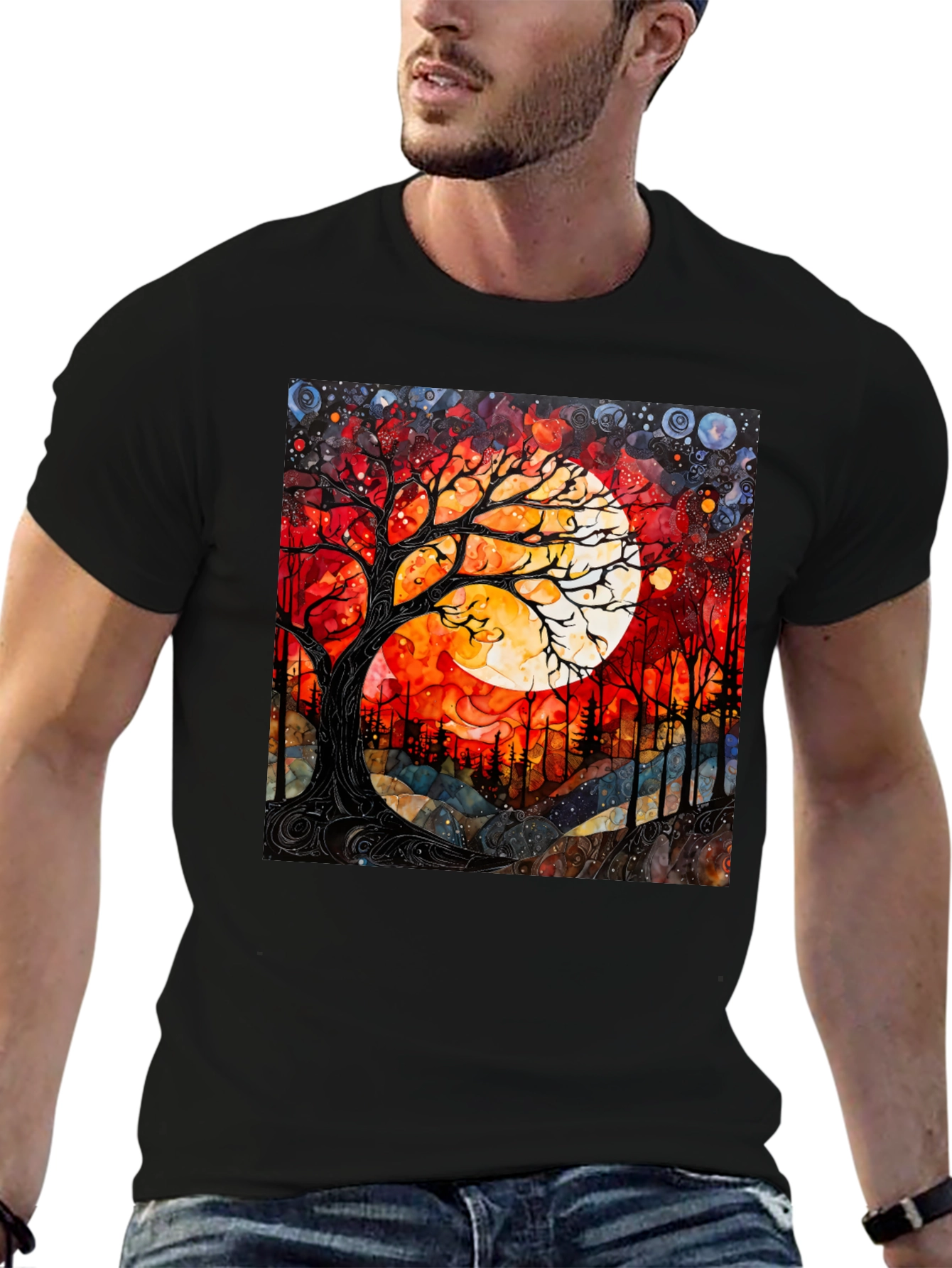 Moonlit Tree Graphic T-Shirt