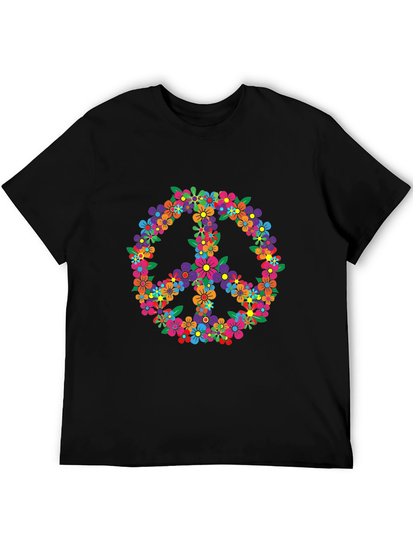 Floral Peace Sign Graphic T-Shirt