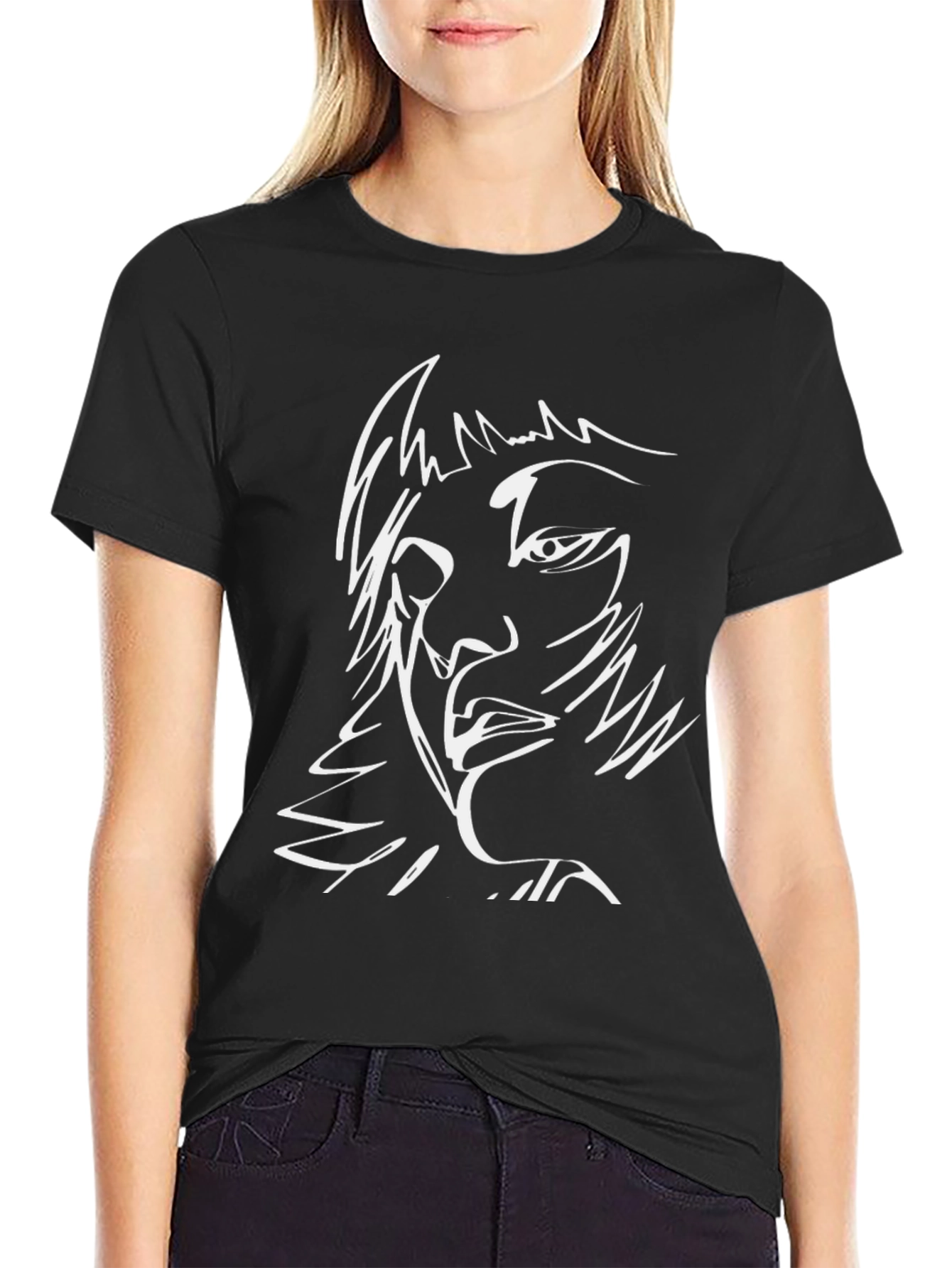 Abstract Face Graphic Tee - Mens Black T-Shirt