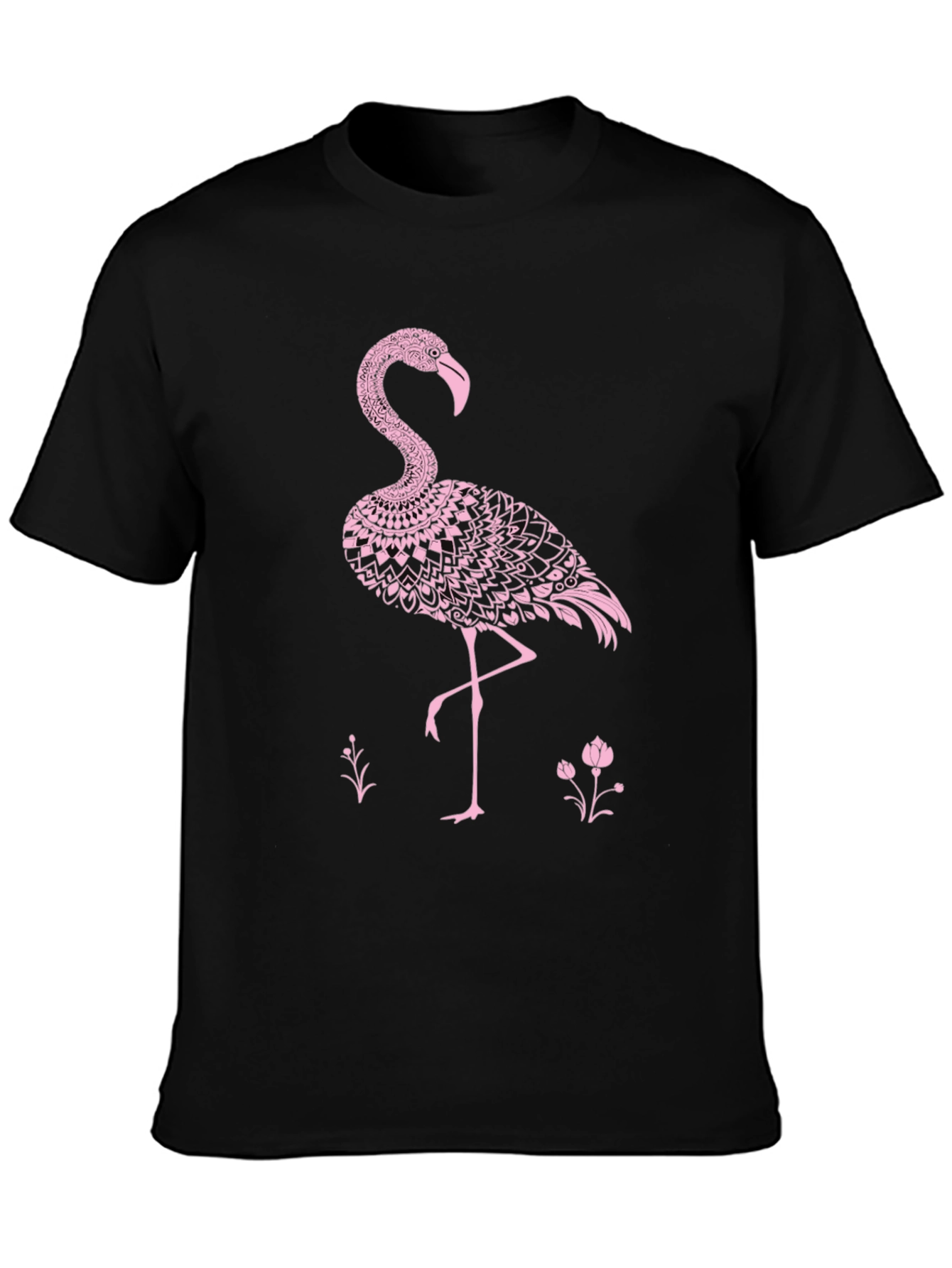 Flamingo Graphic Tee - Black Cotton Casual Shirt