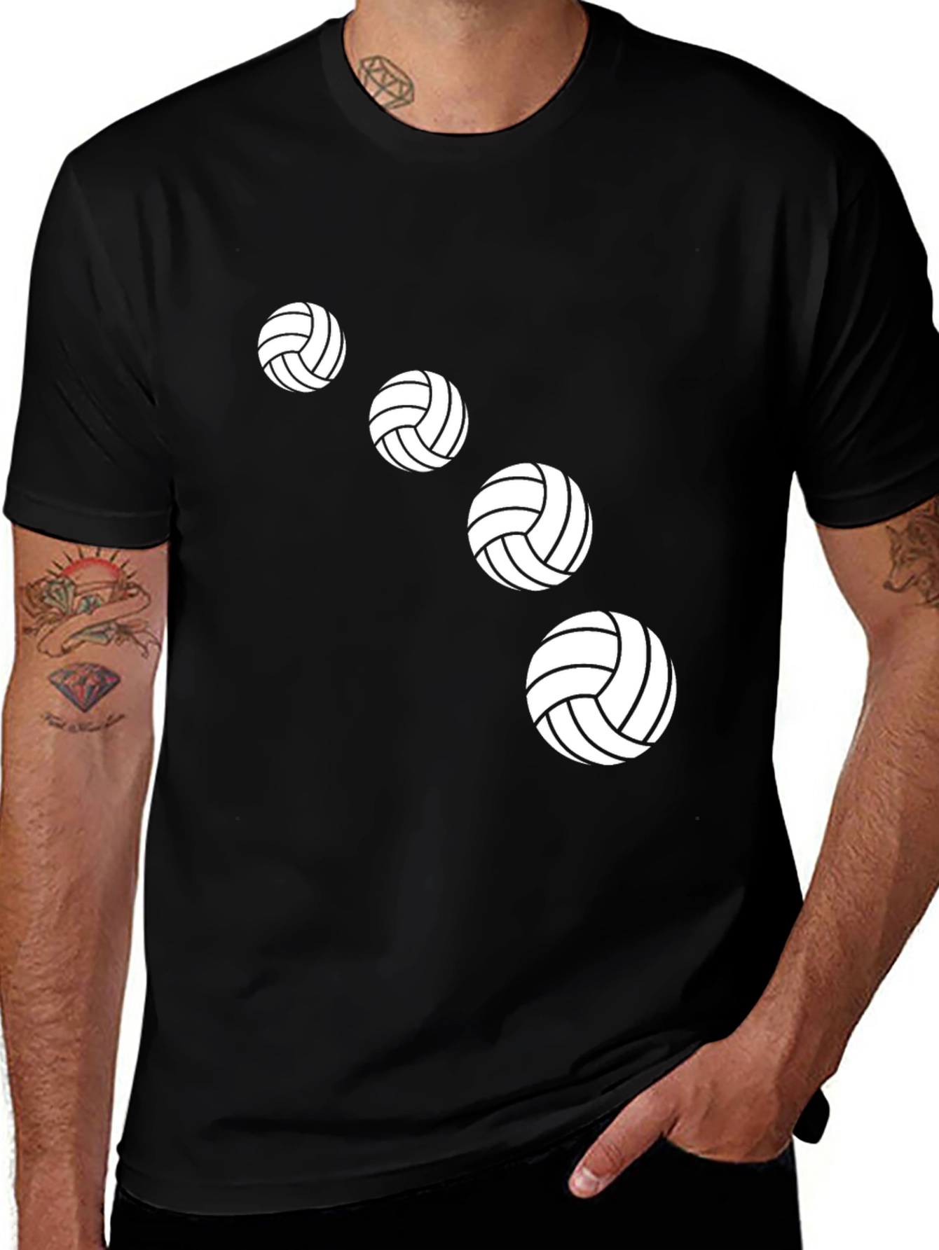 Volleyball Graphic Tee - Black Cotton Shirt