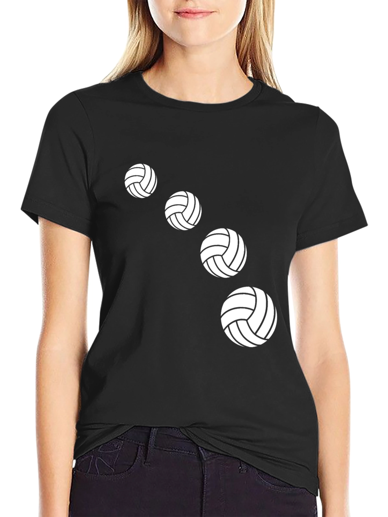 Volleyball Graphic Tee - Black Cotton Shirt